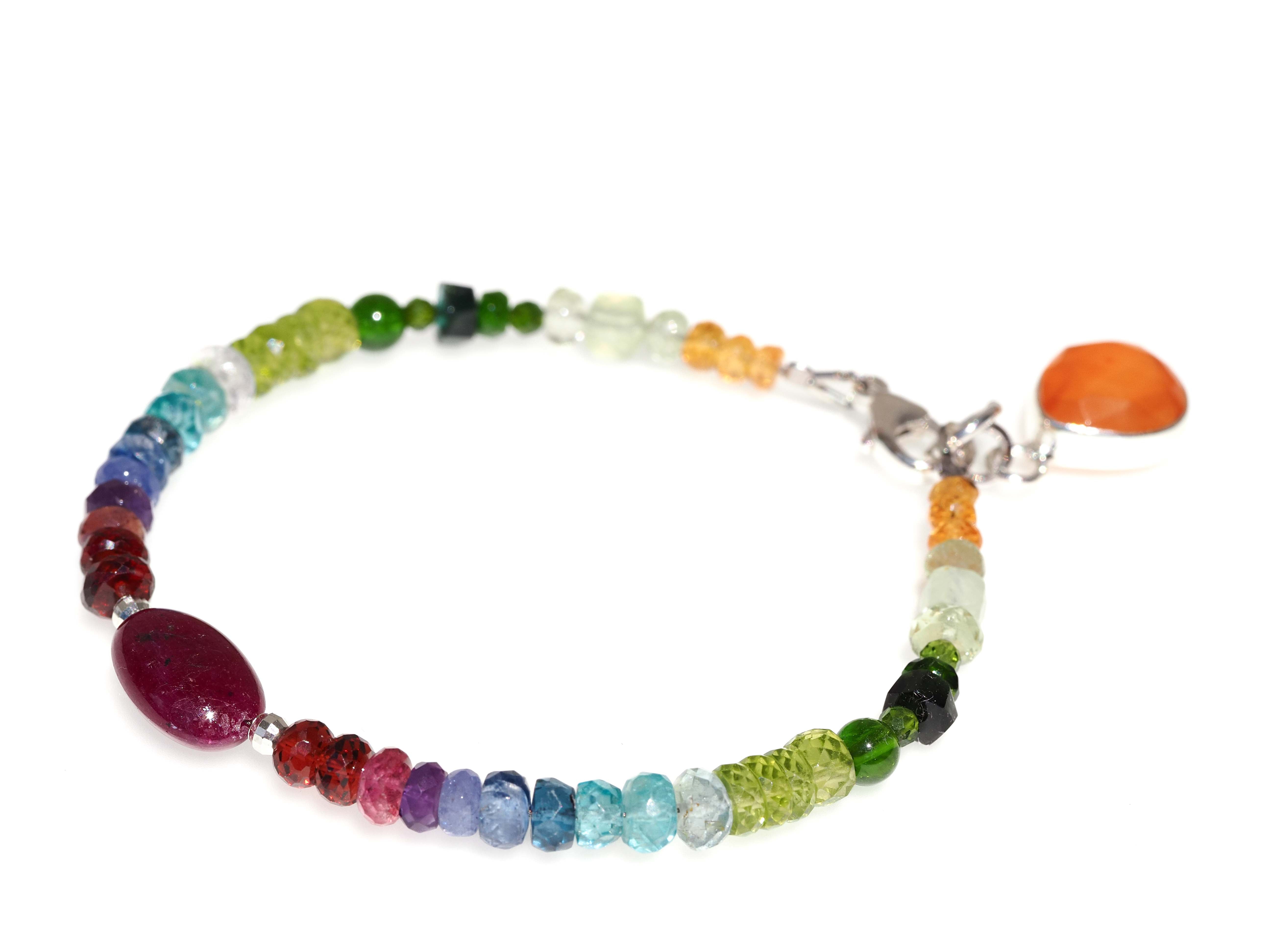 Farbintensives Edelstein Armband Multi Color – 925 Silber