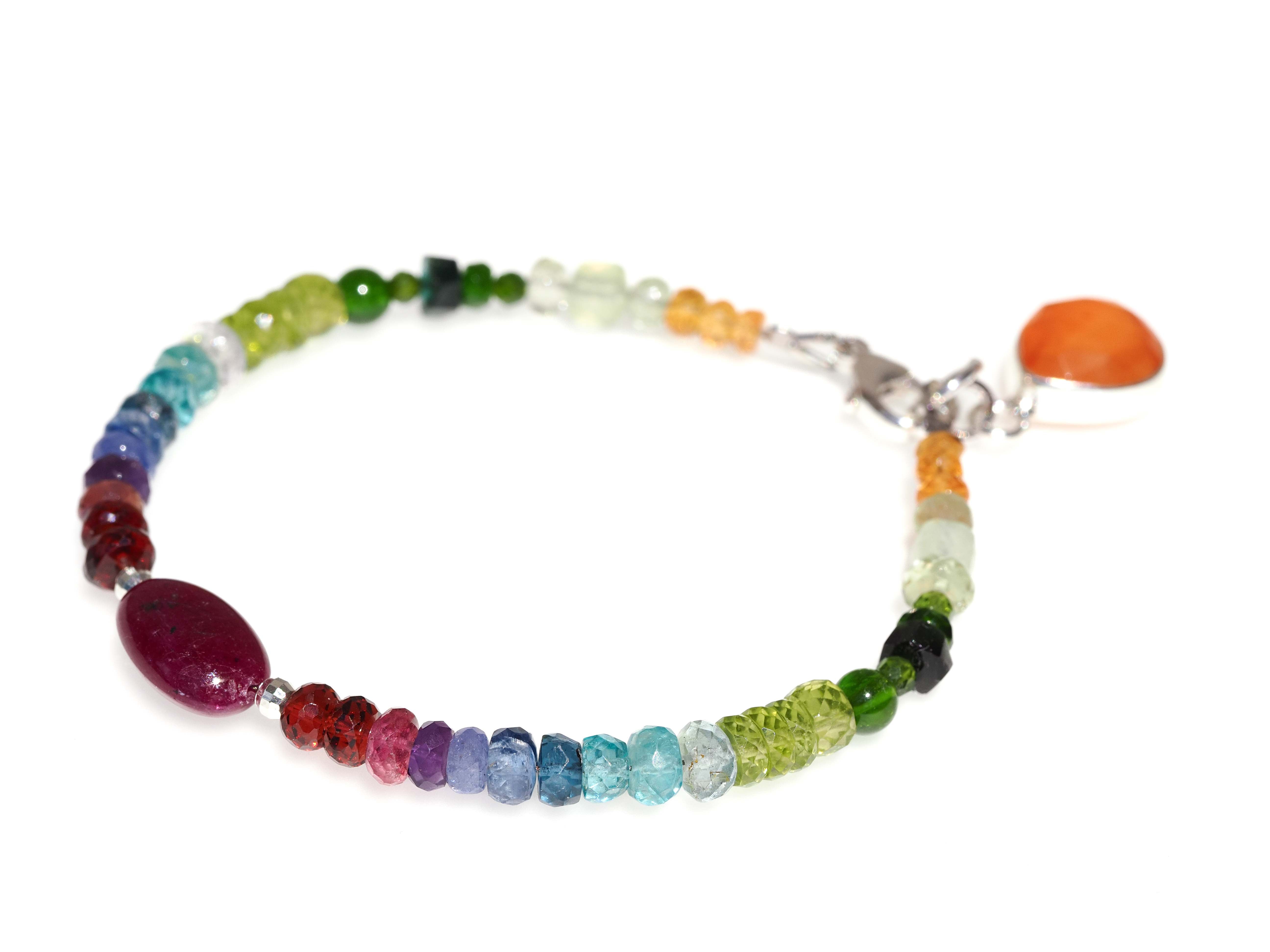 Farbintensives Edelstein Armband Multi Color – 925 Silber