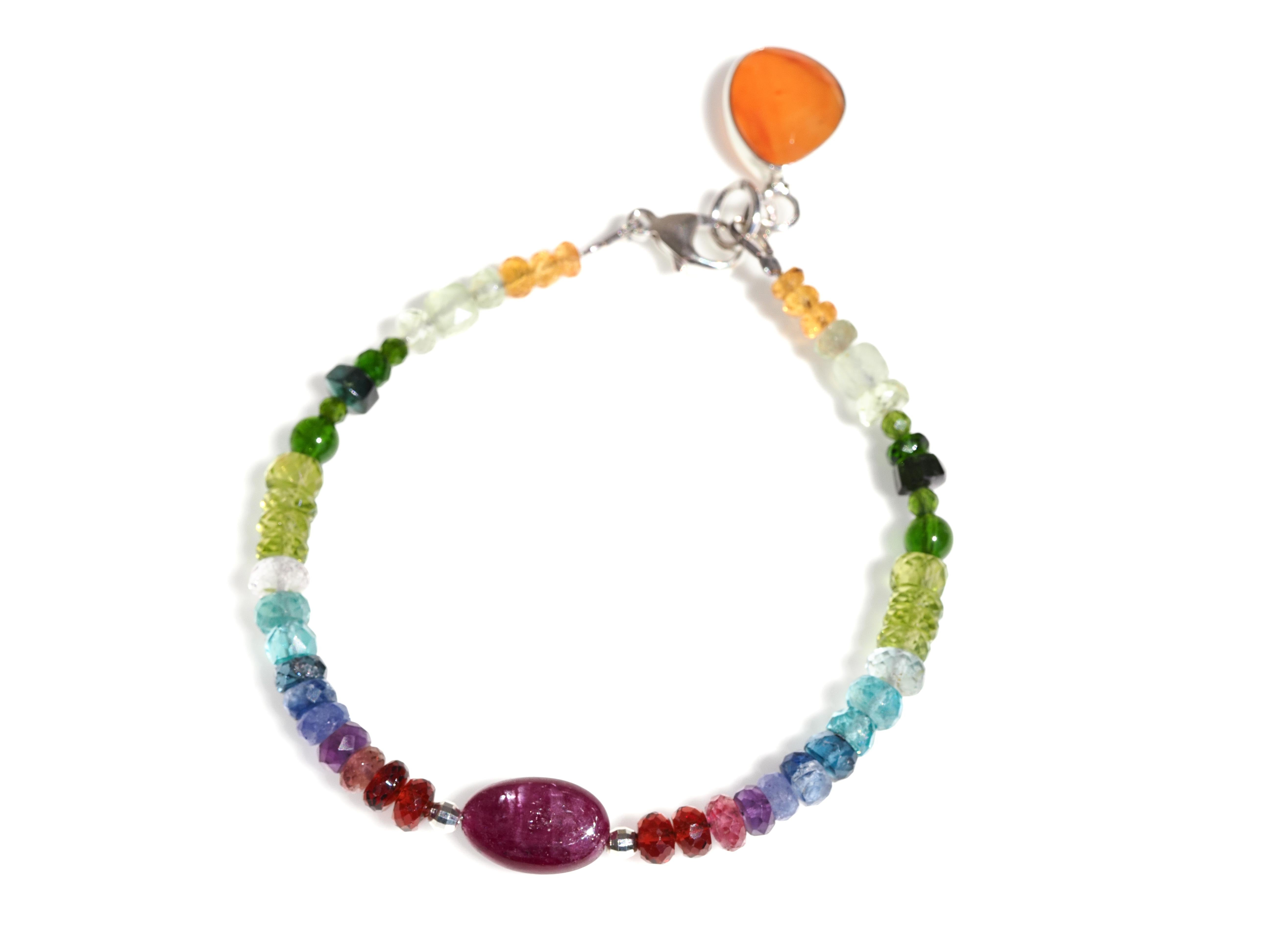 Farbintensives Edelstein Armband Multi Color – 925 Silber