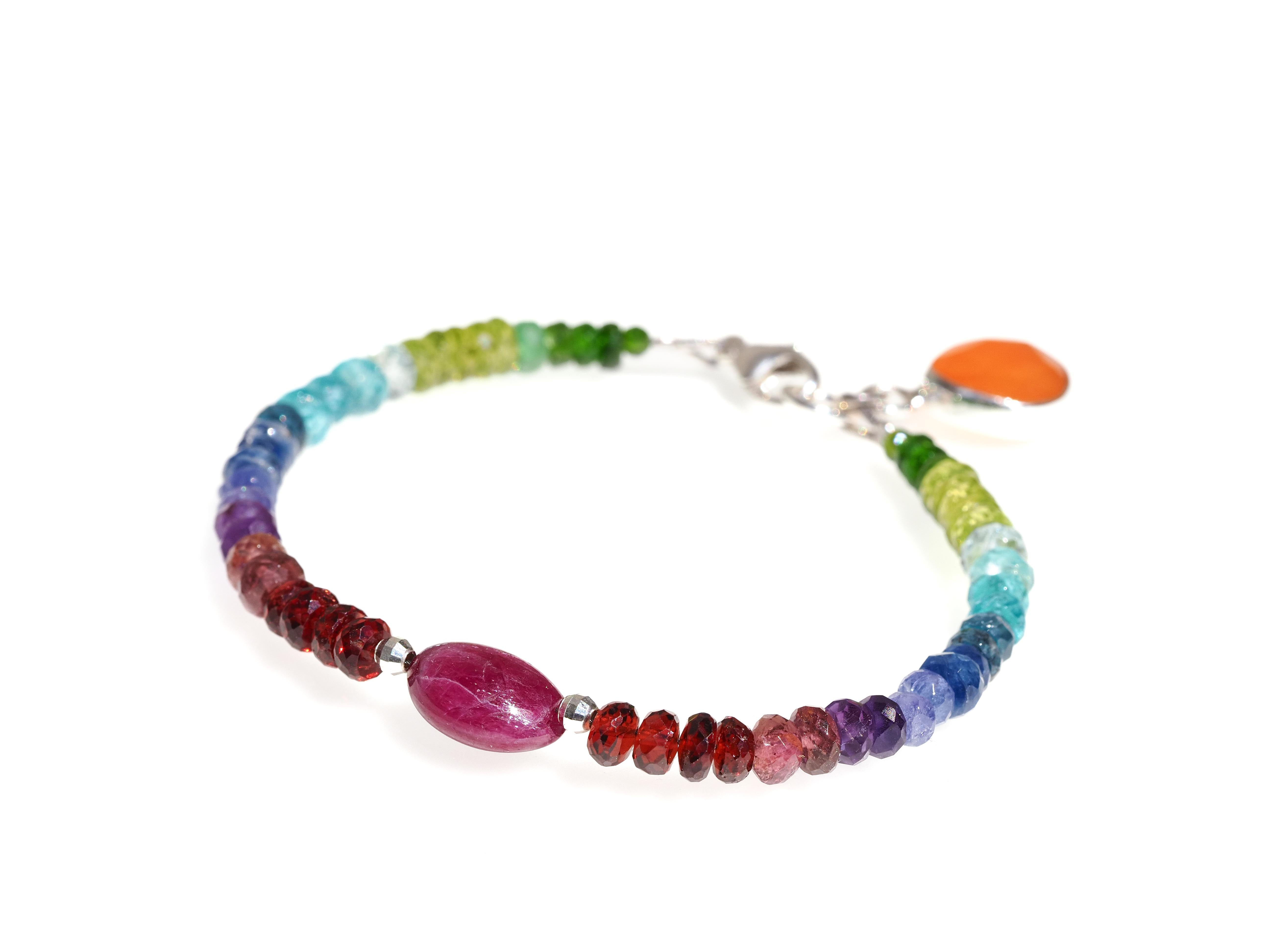 Farbintensives Edelstein Armband Multi Color – 925 Silber