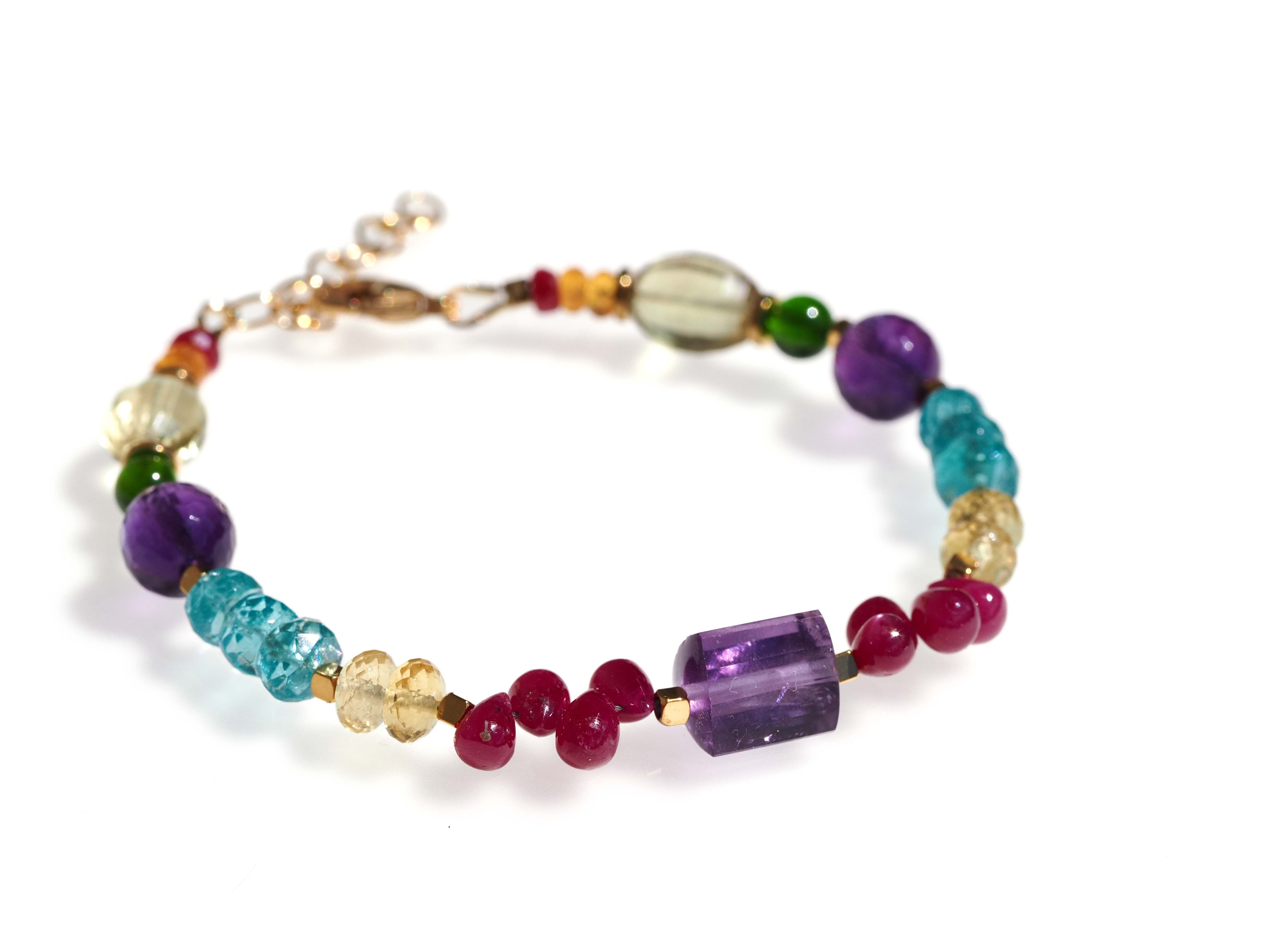 Farbintensives Edelstein Armband echt gold filled