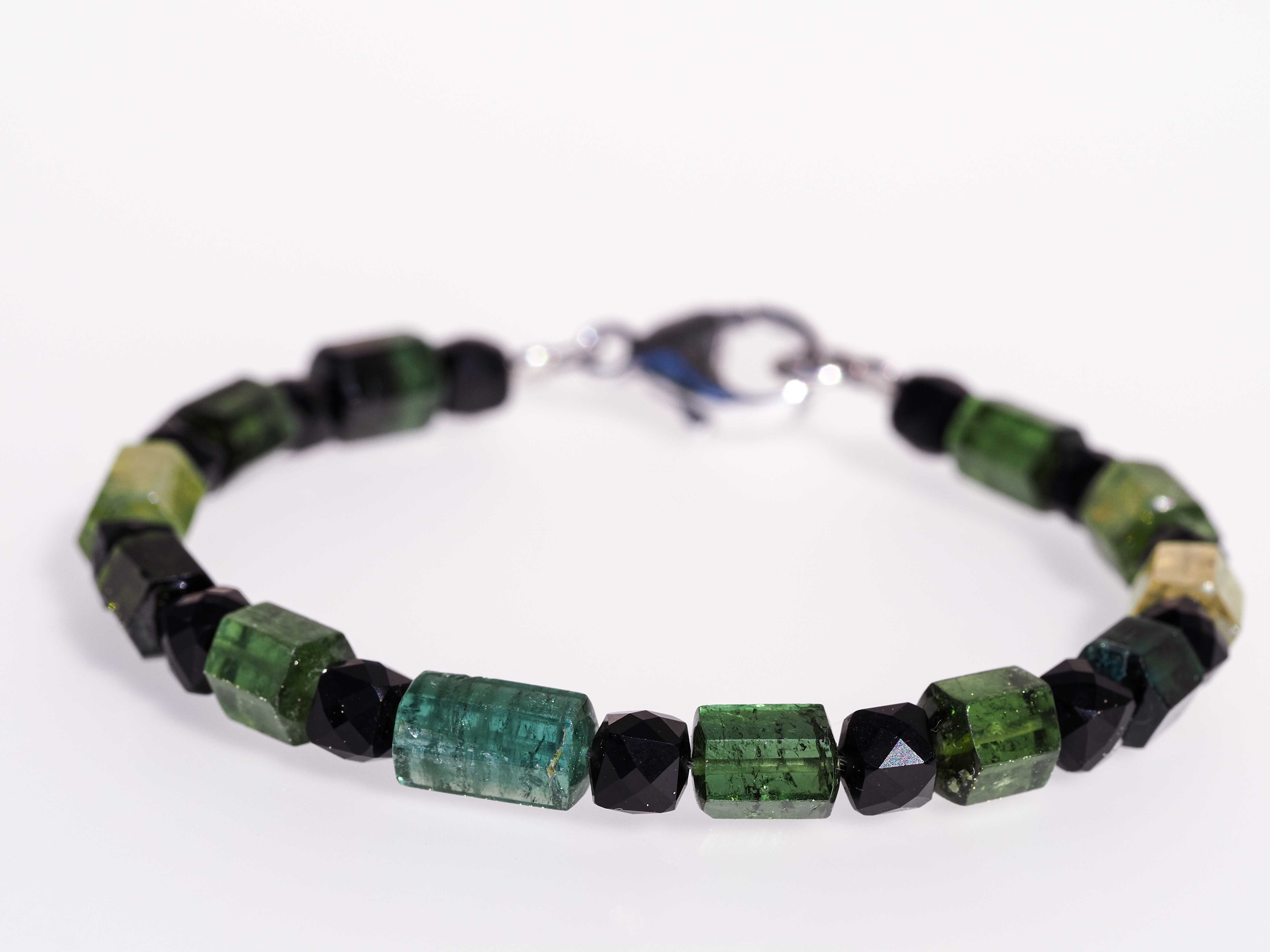 Exklusives grünes Turmalin Armband mit 925 Silber Unikat - elstardesign