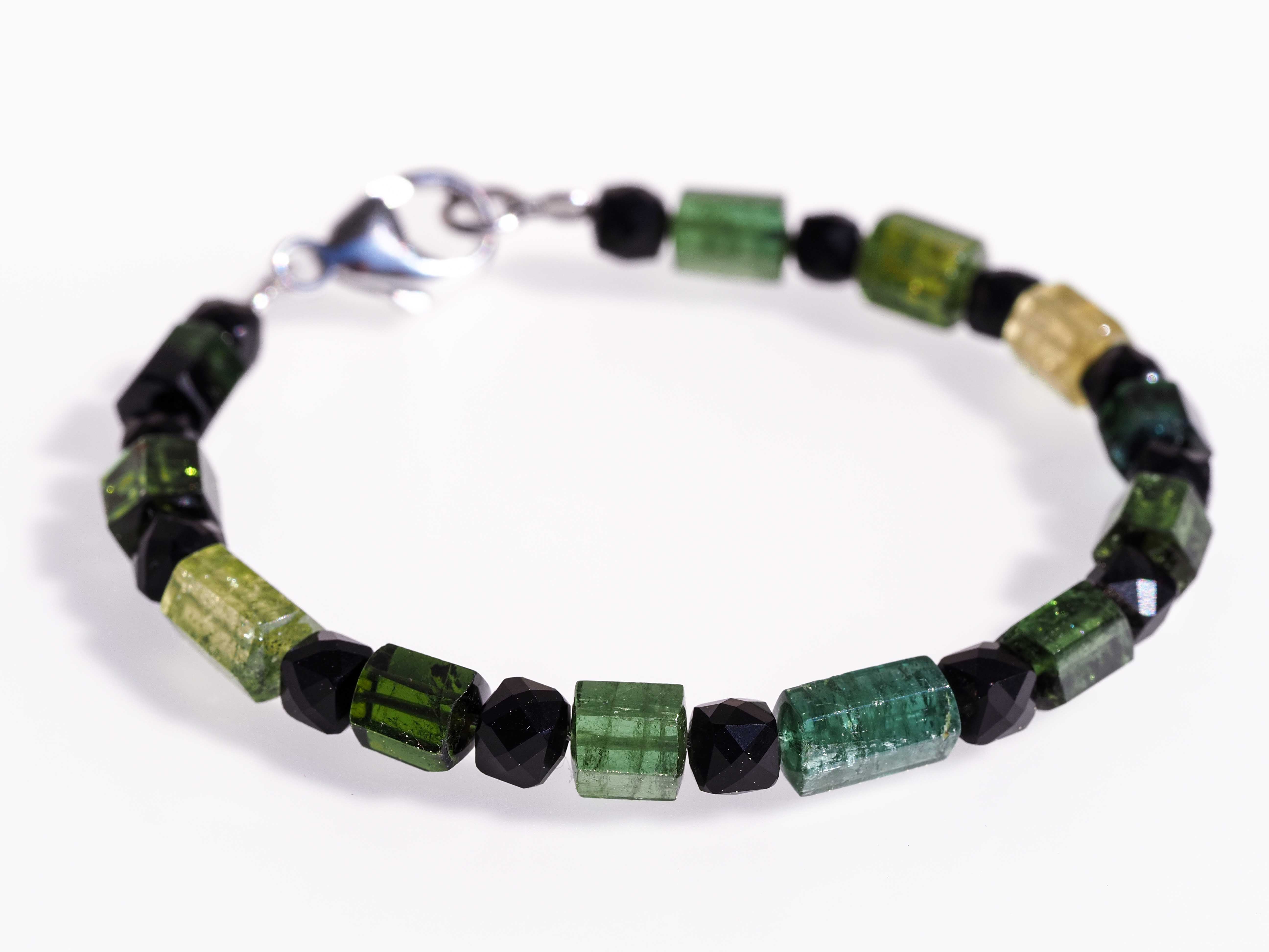 Exklusives grünes Turmalin Armband mit 925 Silber Unikat - elstardesign
