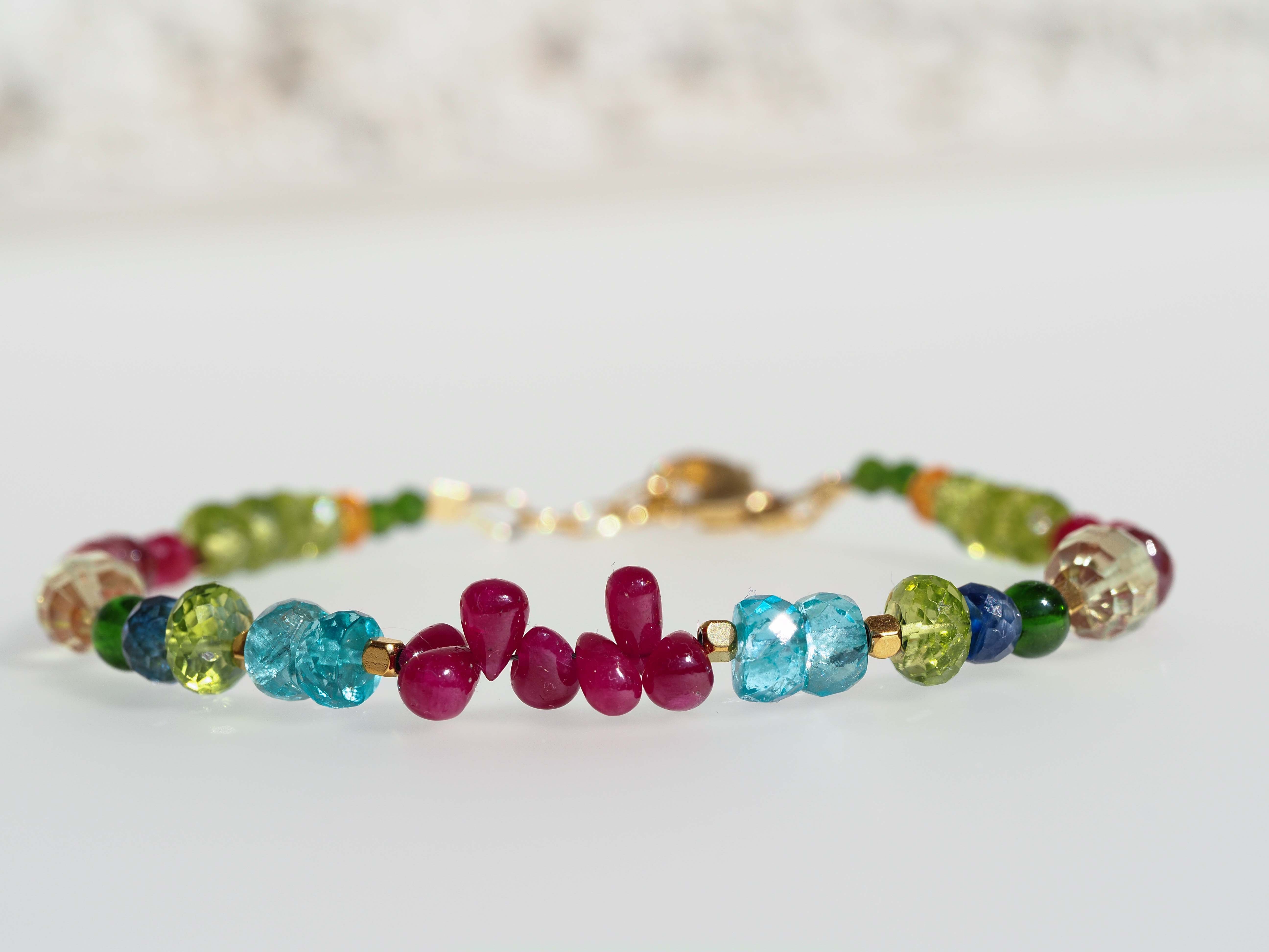 Farbintensives Edelstein Armband echt gold filled - elstardesign