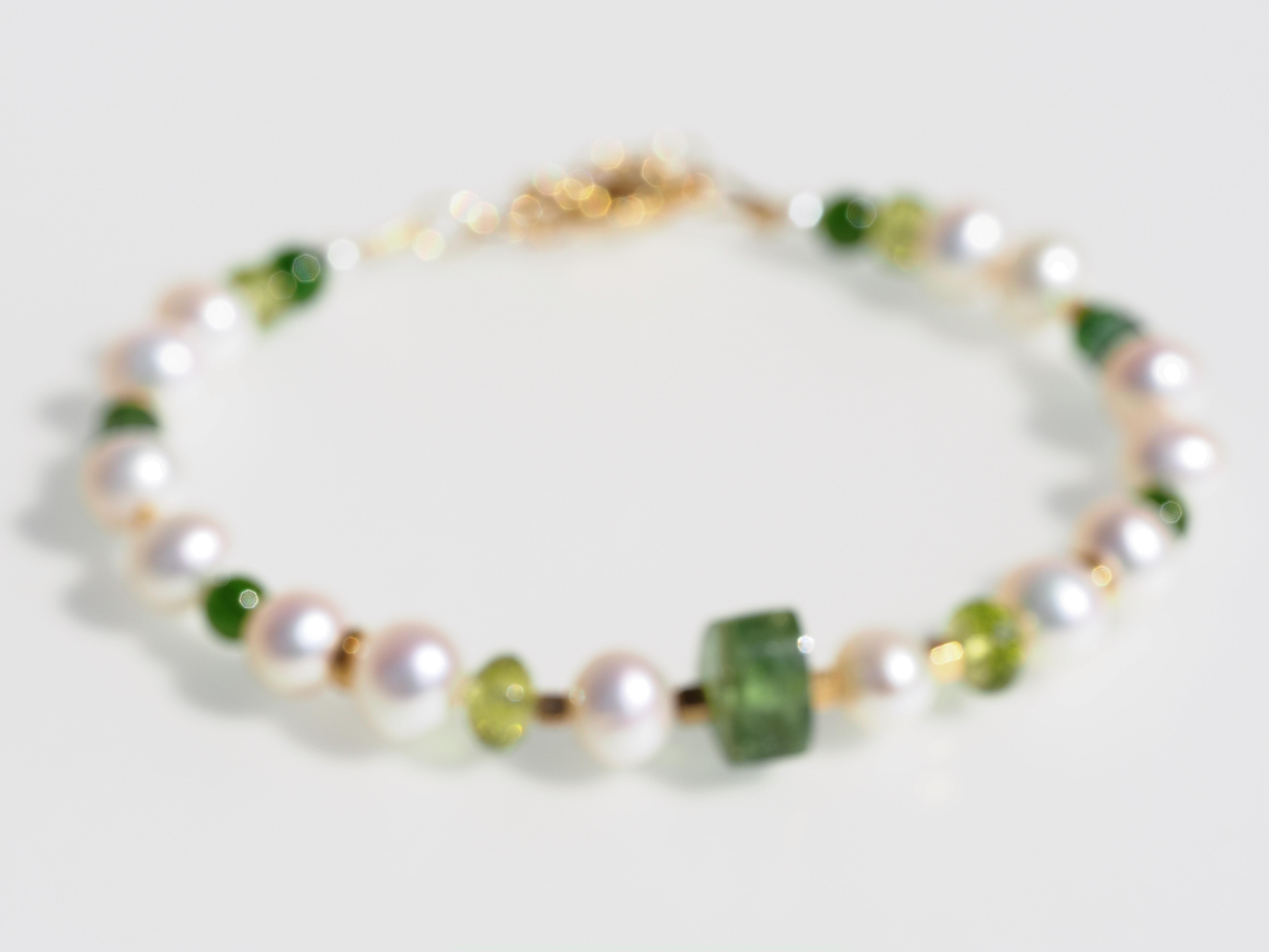 Perlen Armband mit Turmalin und Gold filled Verschluss - elstardesign