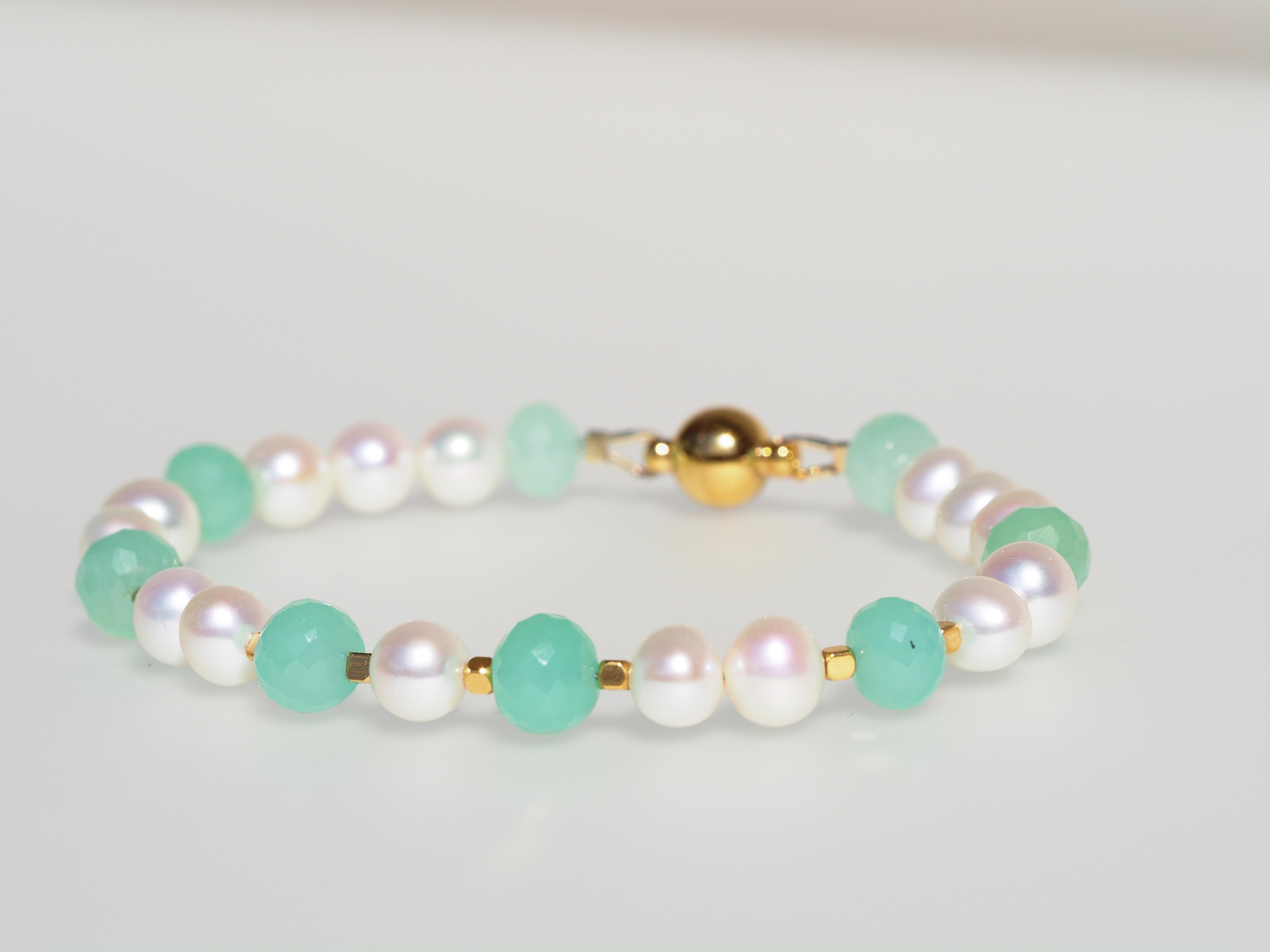 Perlen Armband mit Chrysopras– Magnet Verschluss - elstardesign