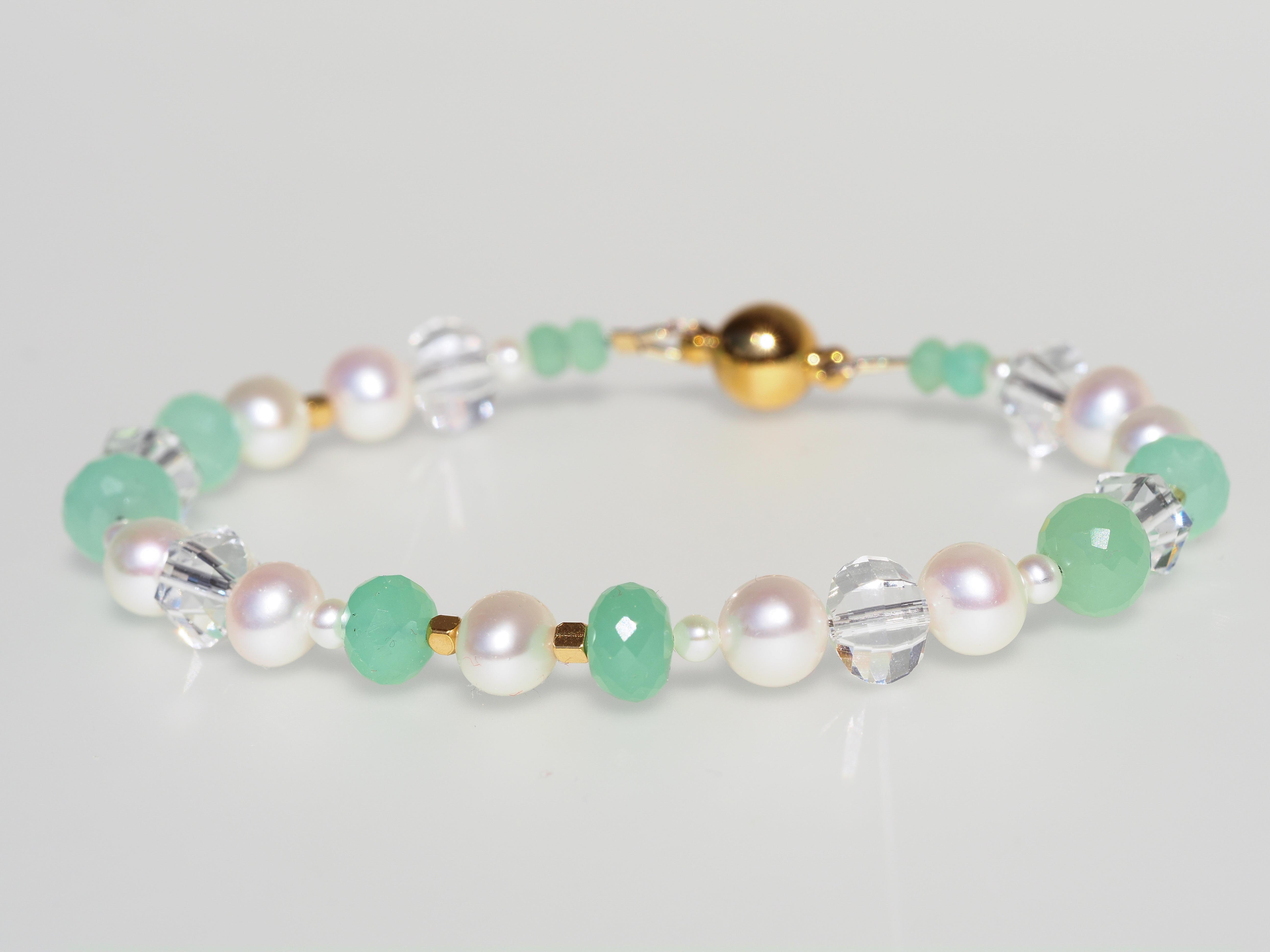 Perlen Armband mit Chrysopras– Magnet Verschluss - elstardesign