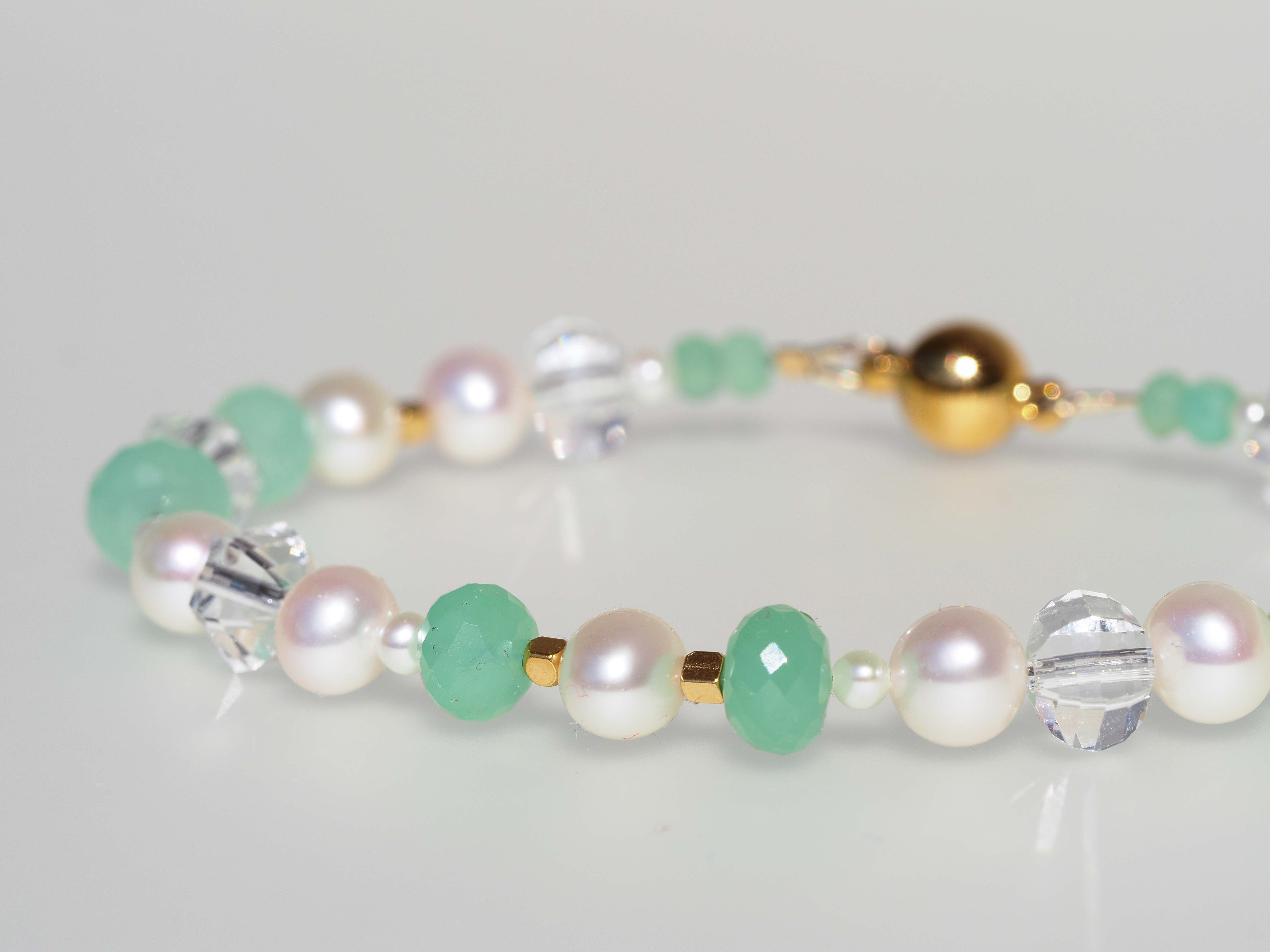 Perlen Armband mit Chrysopras– Magnet Verschluss - elstardesign