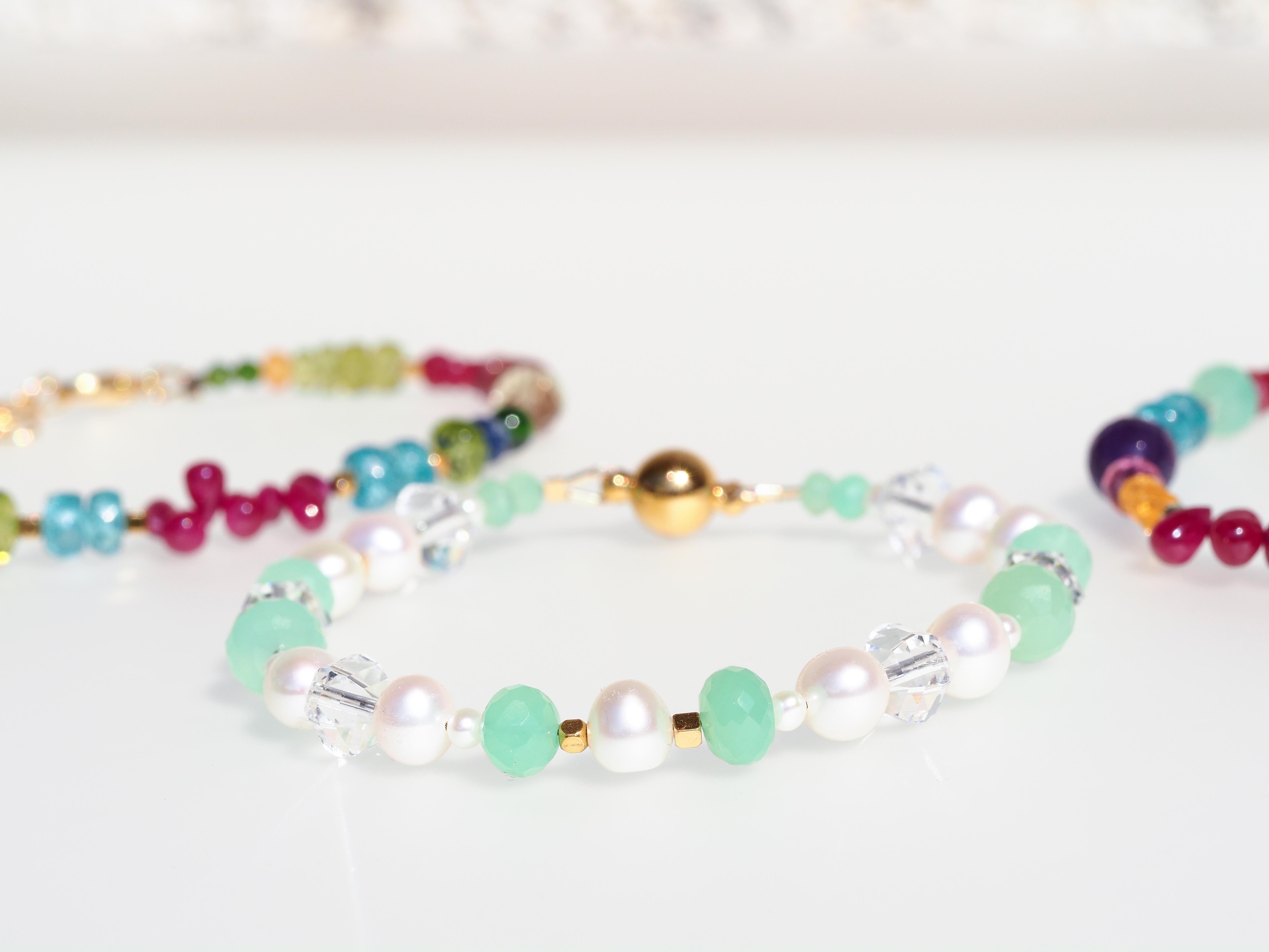 Perlen Armband mit Chrysopras– Magnet Verschluss - elstardesign