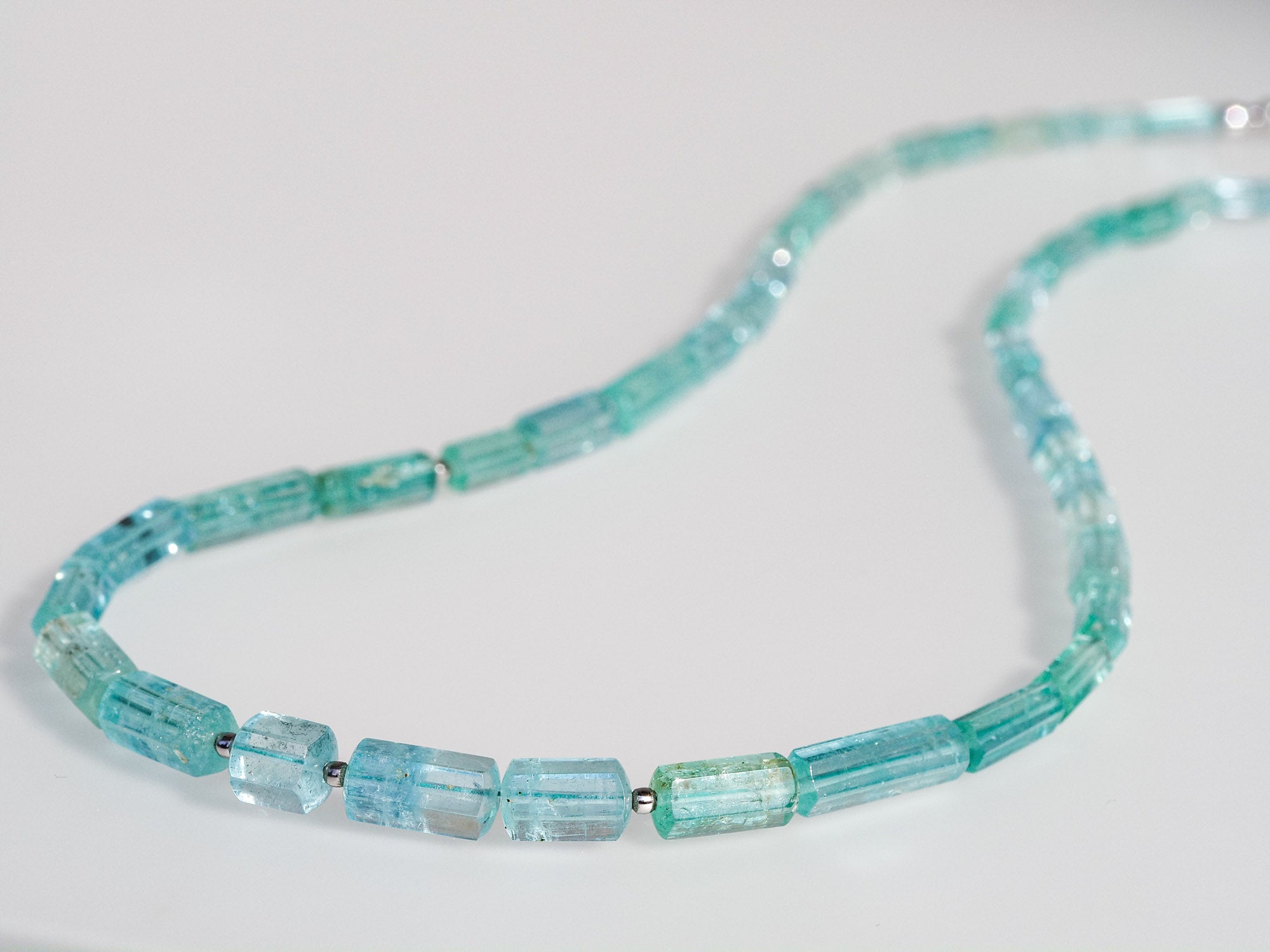 Smaragd Aquamarin Kette 100% natürliche grün-blaue Beryll Kette