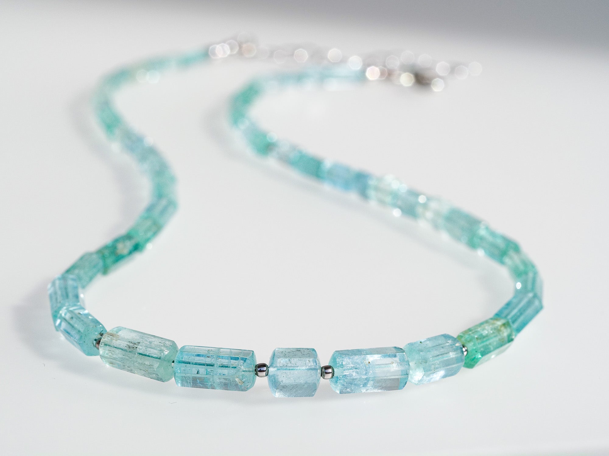 Smaragd Aquamarin Kette 100% natürliche grün-blaue Beryll Kette