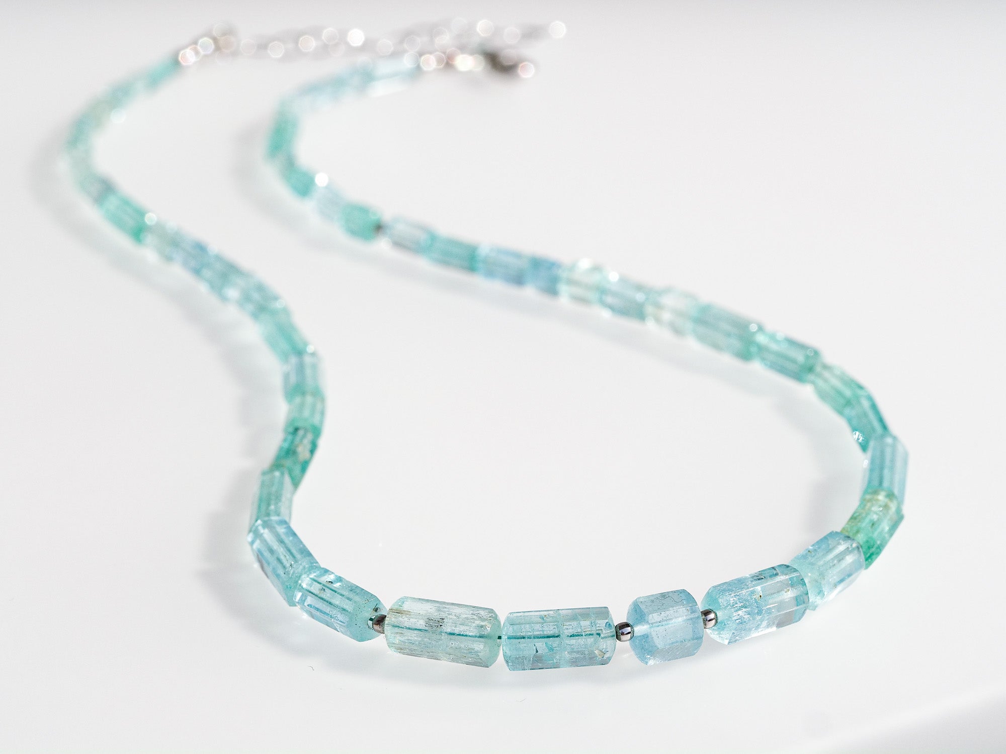 Smaragd Aquamarin Kette 100% natürliche grün-blaue Beryll Kette