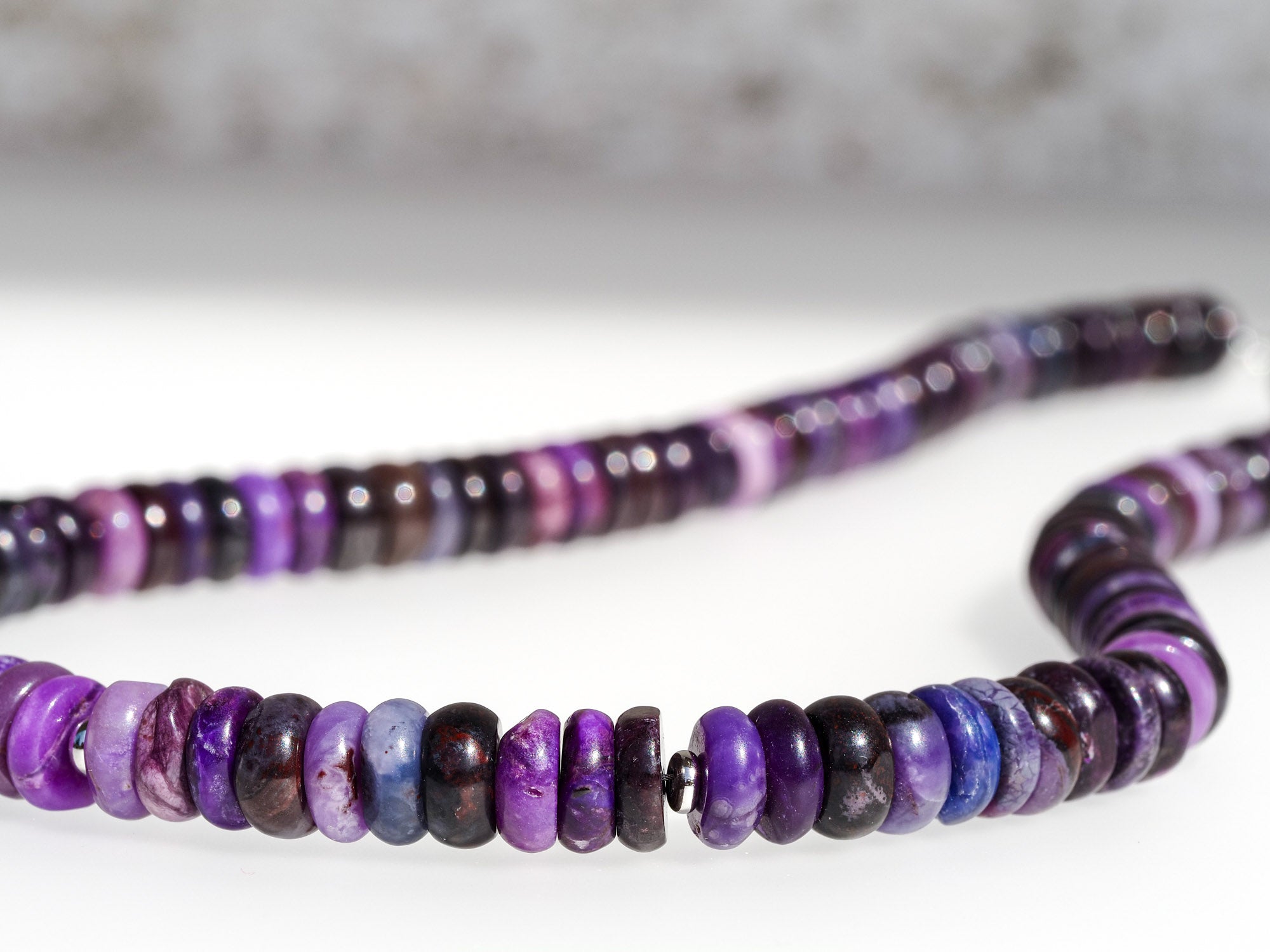 genuine sugilite necklace with sterling silver, 44cm long purple gemstone necklace