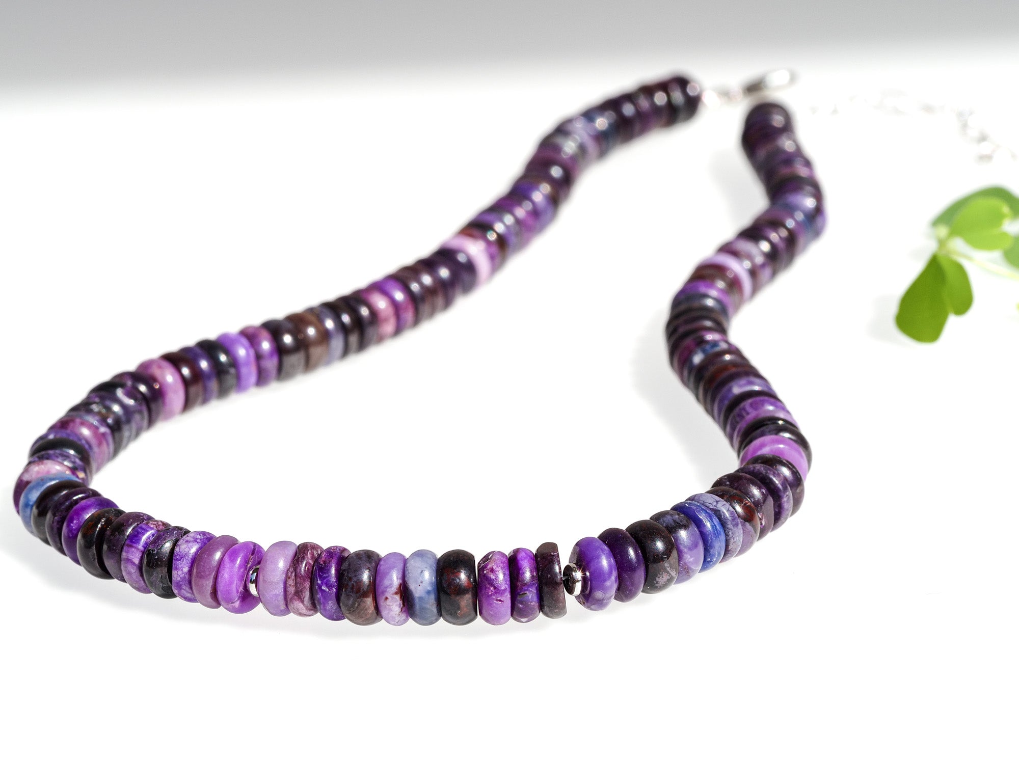 genuine sugilite necklace with sterling silver, 44cm long purple gemstone necklace