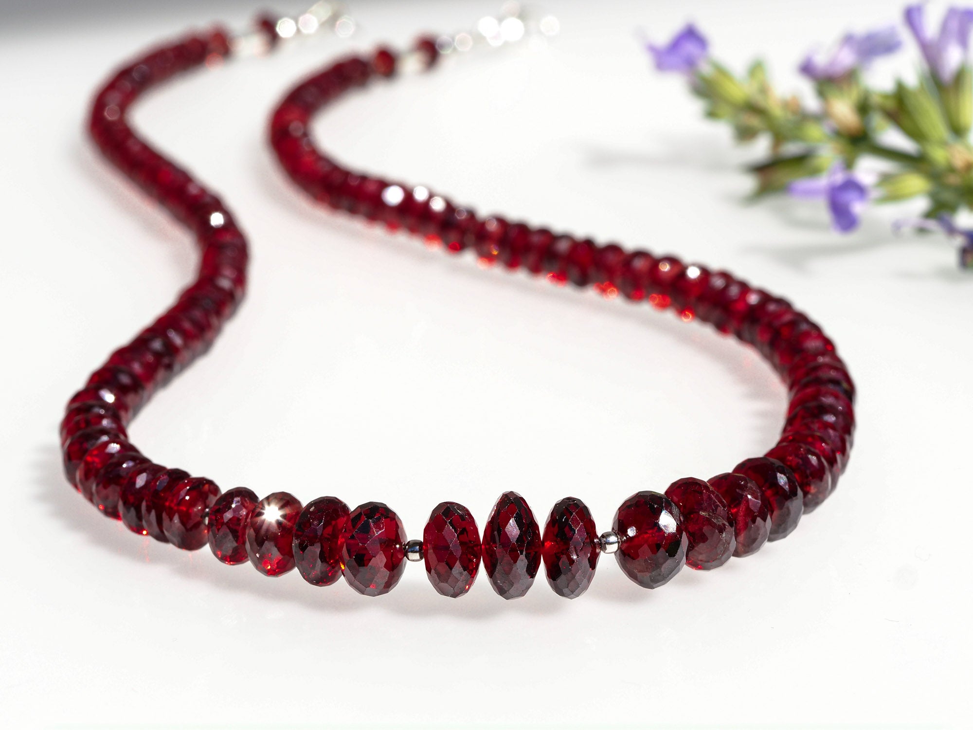 Granat Kette 925er Silber intensiv rot