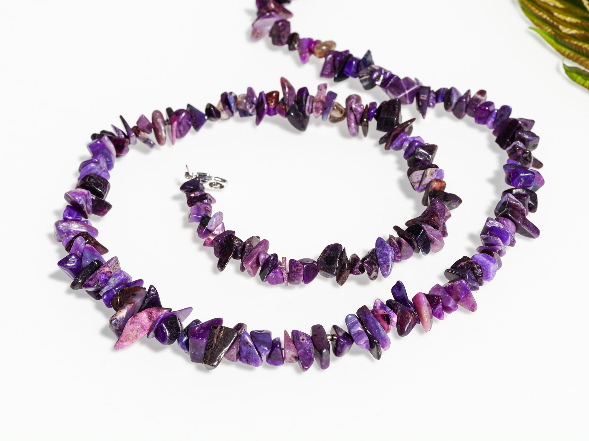 Gel sugilite sliver necklace purple gemstone necklace