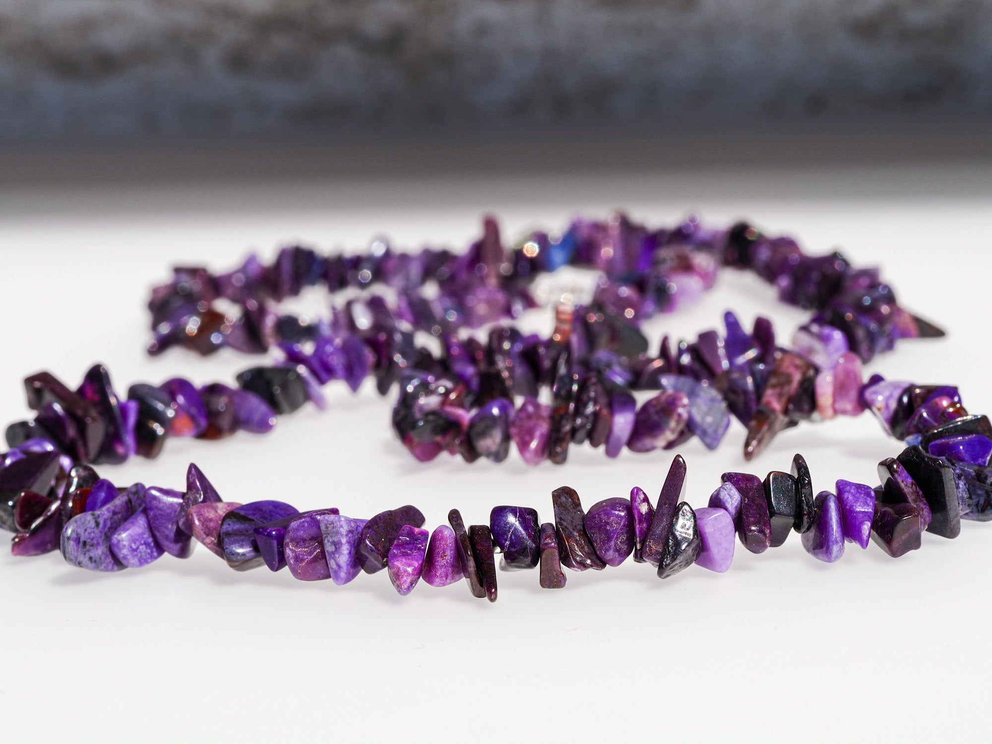 Gel sugilite sliver necklace purple gemstone necklace