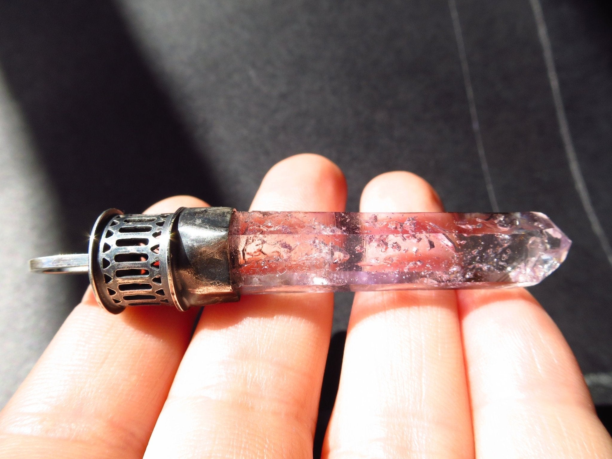 Amethyst Anhänger Silber Amethyst Brandberg Kristall Anhänger Spitze Amethyst Namibia Edelstein Silber Natur Kristall Spitze Quarz Unikat