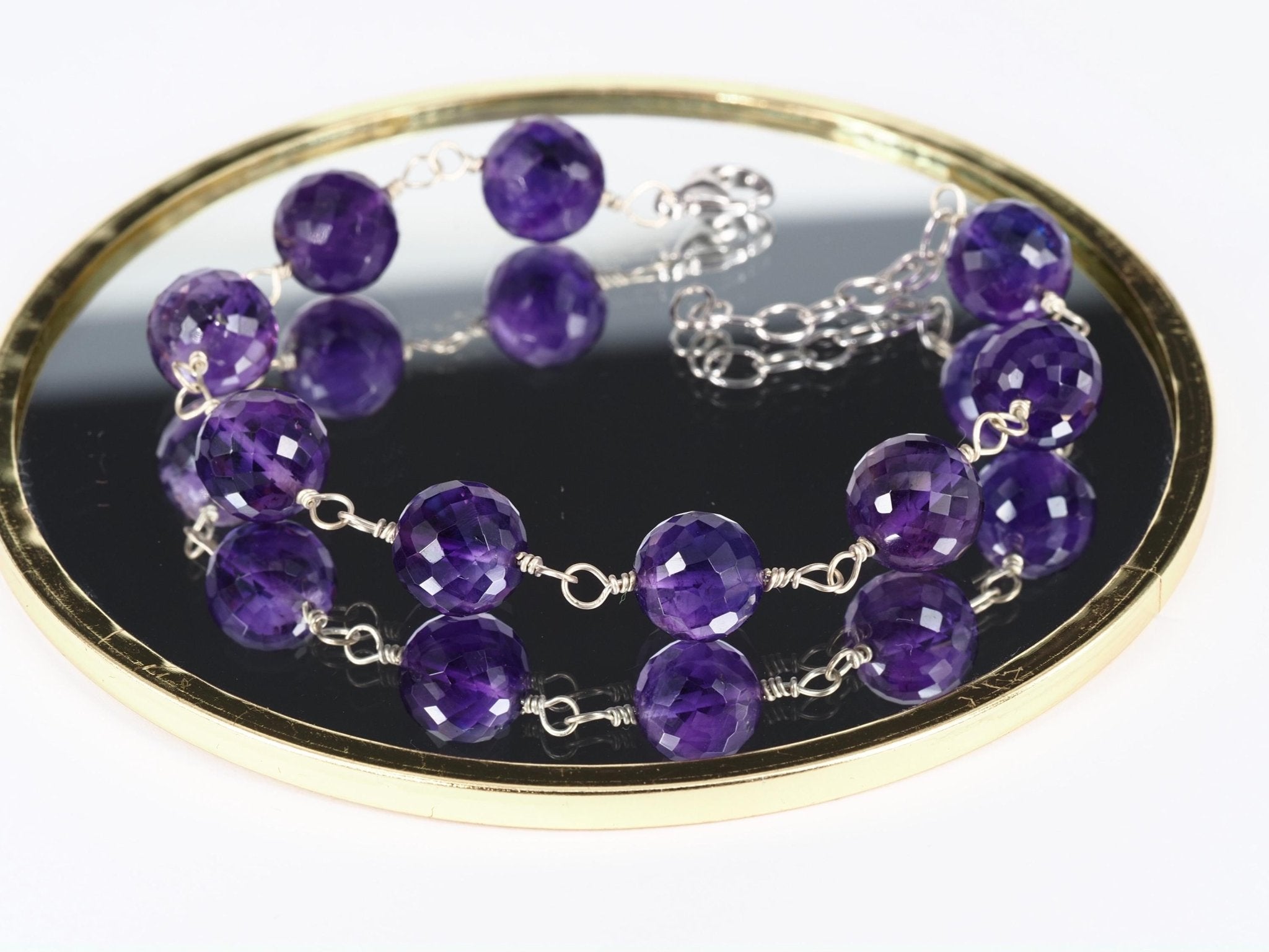 Amethyst Armband Rosenkranz Argentium Silber Amethyst Rosary Armband Silber lila Edelstein Armband Silber Amethyst Kugel Armband