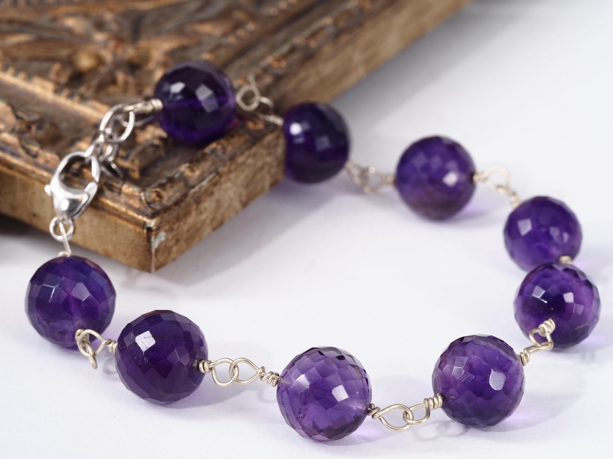 Amethyst Armband Rosenkranz Argentium Silber Amethyst Rosary Armband Silber lila Edelstein Armband Silber Amethyst Kugel Armband