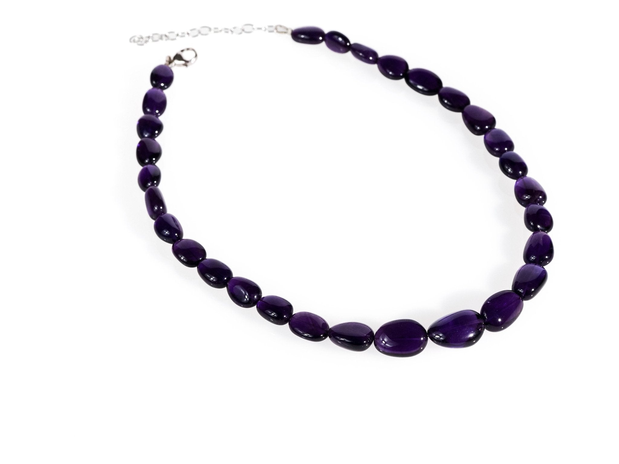 Amethyst Halskette Damen – Natürliche Edelsteinkette mit großen Nugget-Perlen | 925 Silber | Handgefertigt