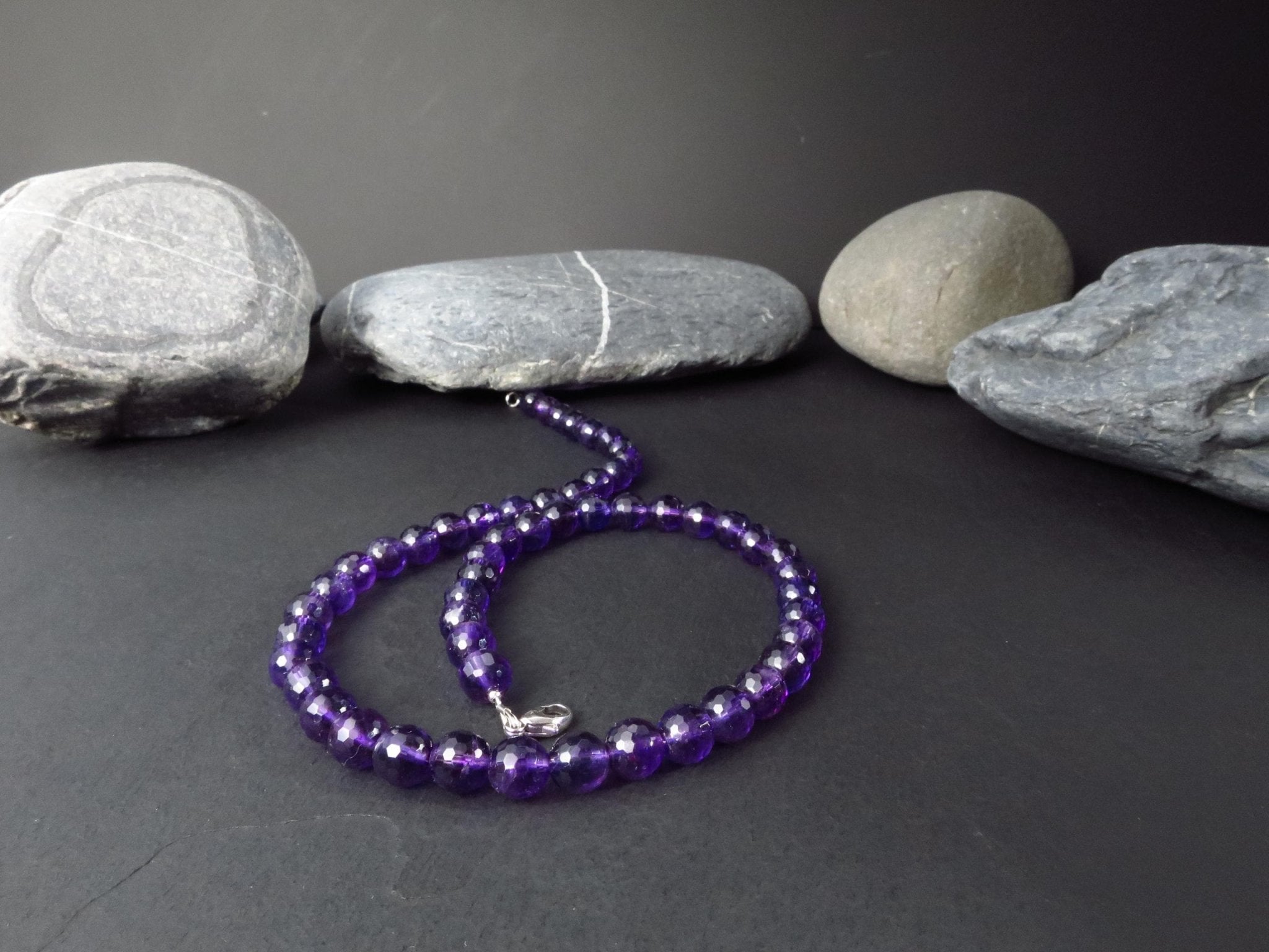 Amethyst Kette lila 45,5cm Edelsteinkette Afrika