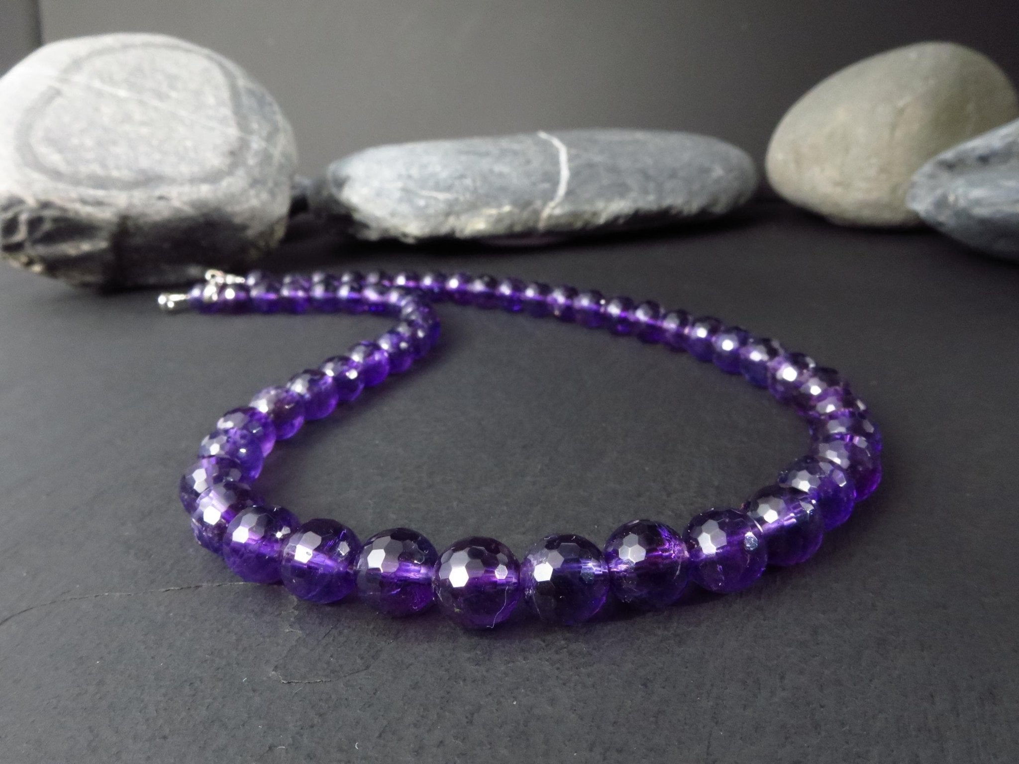 Amethyst Kette lila 45,5cm Edelsteinkette Afrika