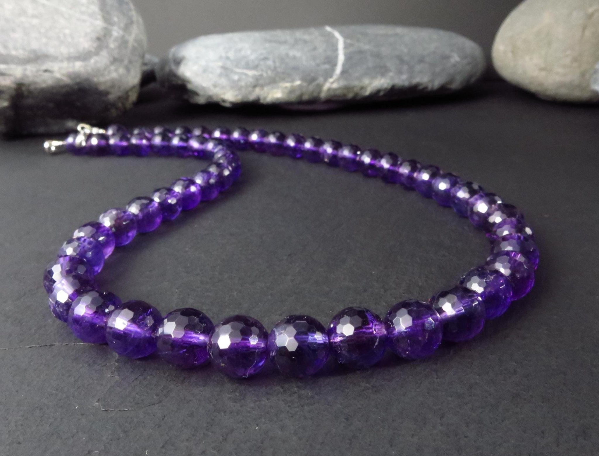 Amethyst Kette lila 45,5cm Edelsteinkette Afrika