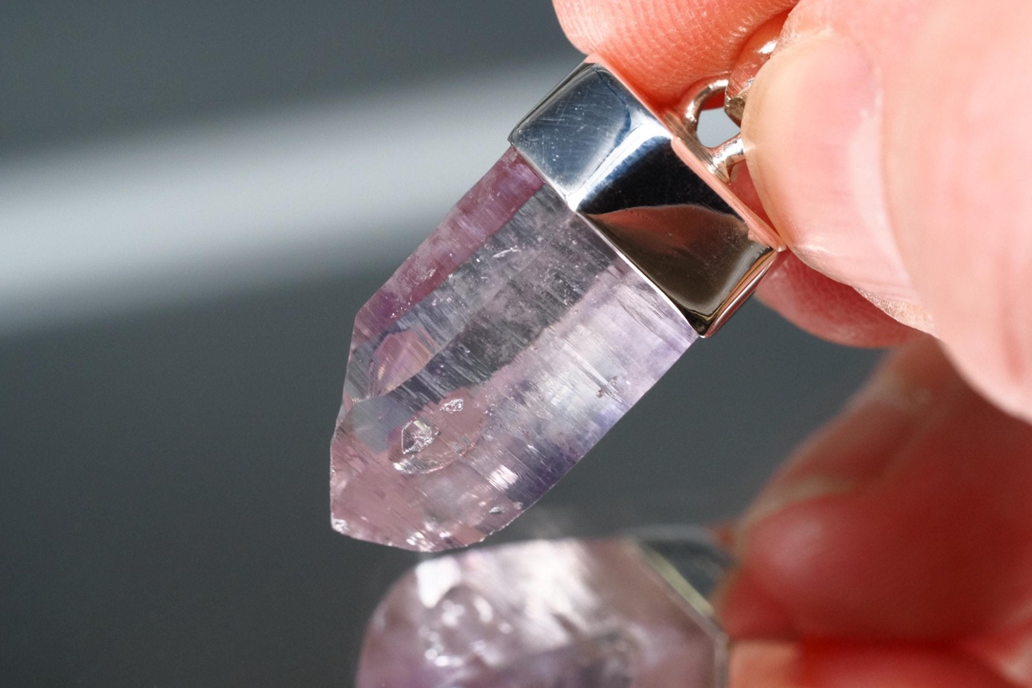 Amethyst Namibia Silber Anhänger Länge mit Öse 33mm