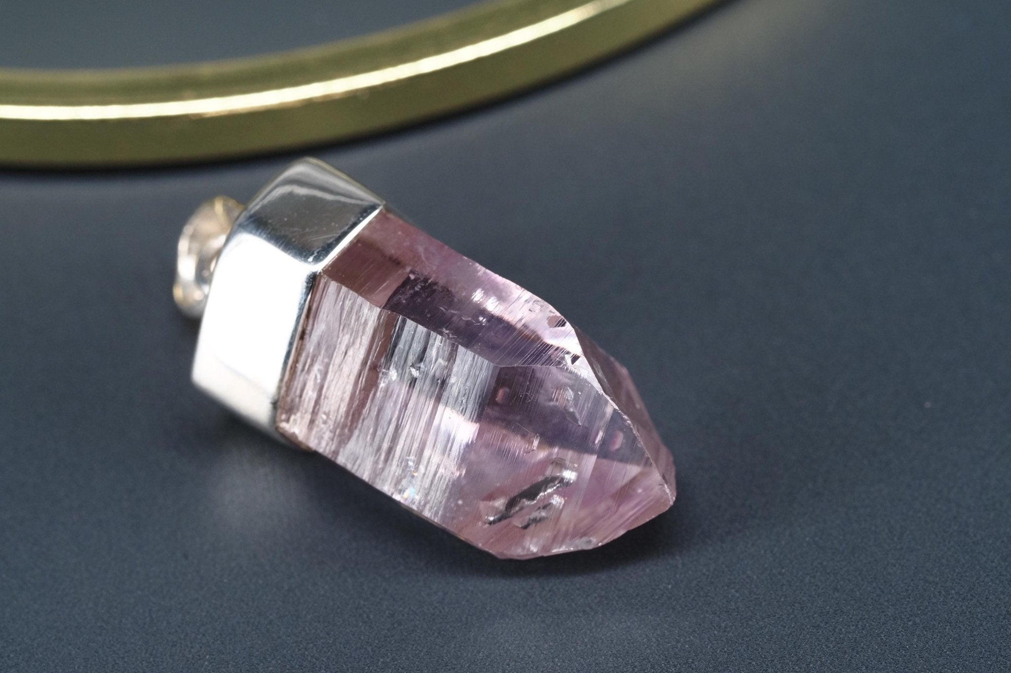 Amethyst Namibia Silber Anhänger Länge mit Öse 33mm