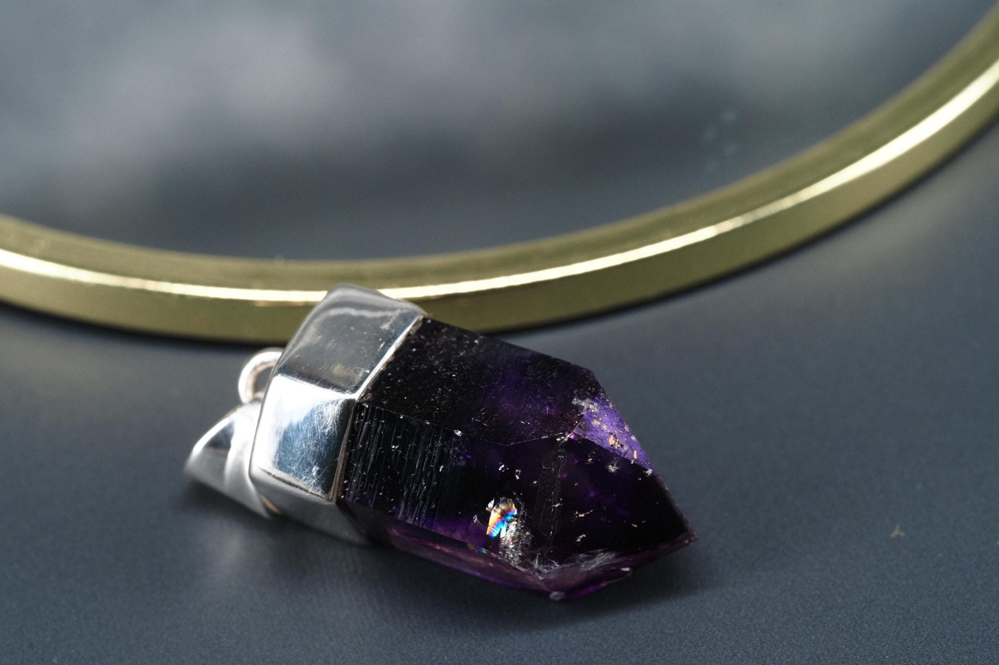 Amethyst Namibia Silber Anhänger Länge mit Öse 34mm