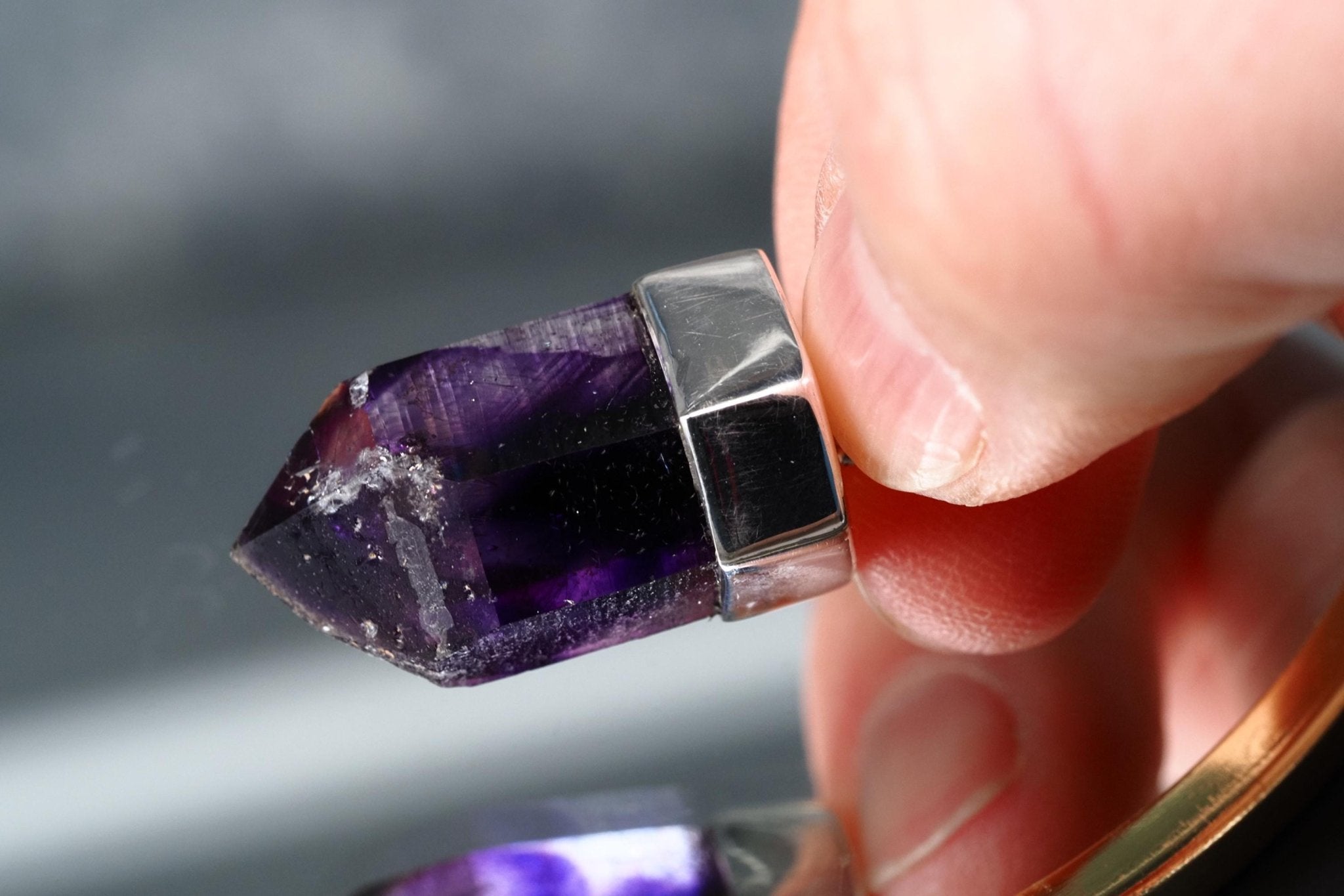 Amethyst Namibia Silber Anhänger Länge mit Öse 34mm