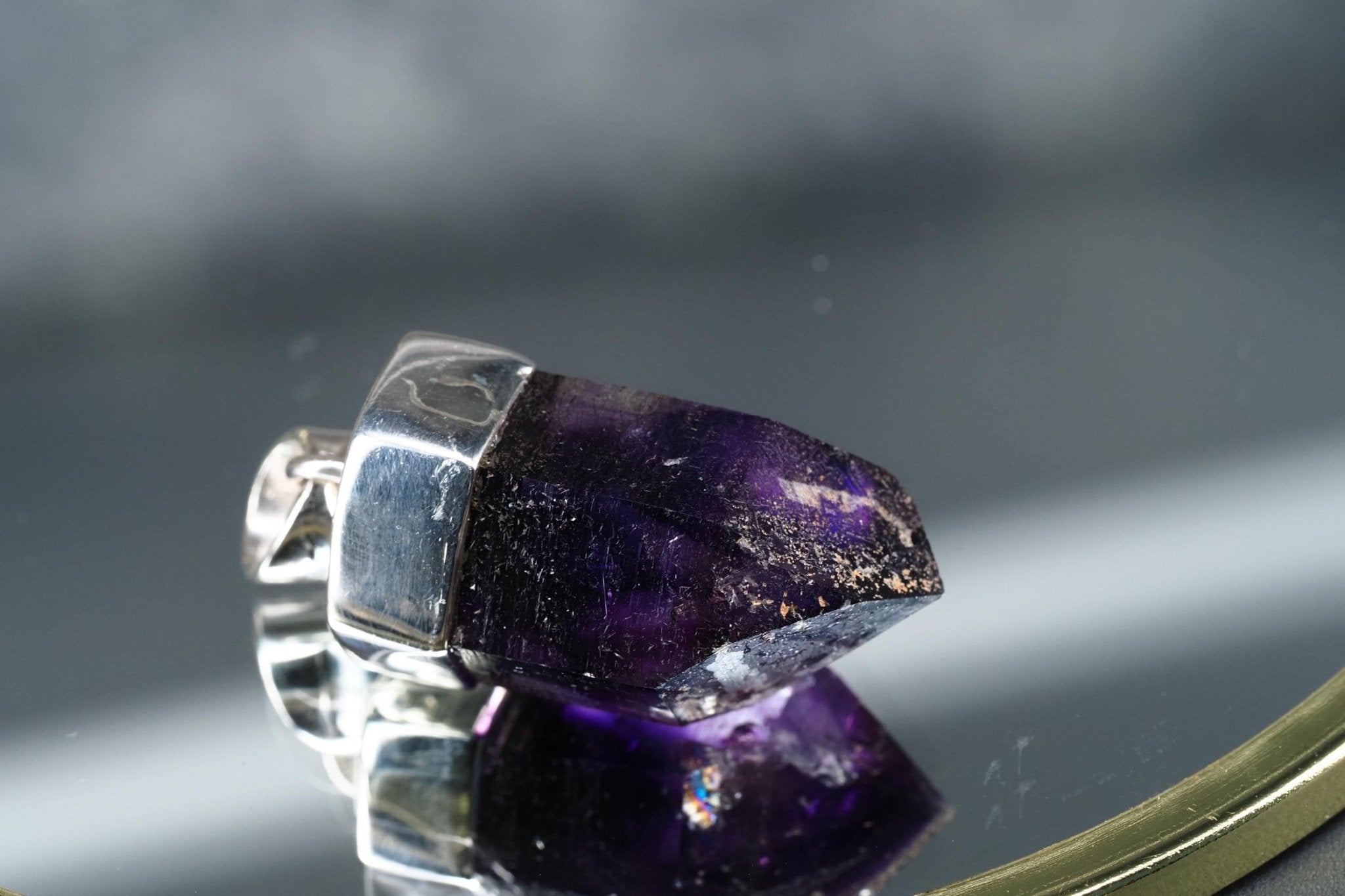 Amethyst Namibia Silber Anhänger Länge mit Öse 34mm