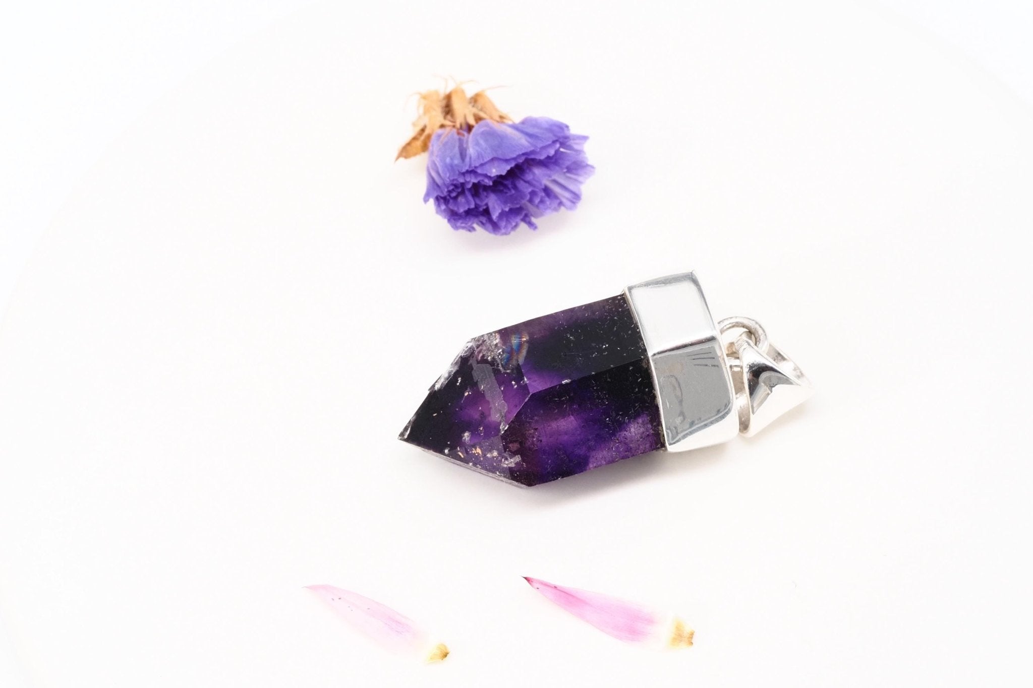 Amethyst Namibia Silber Anhänger Länge mit Öse 34mm