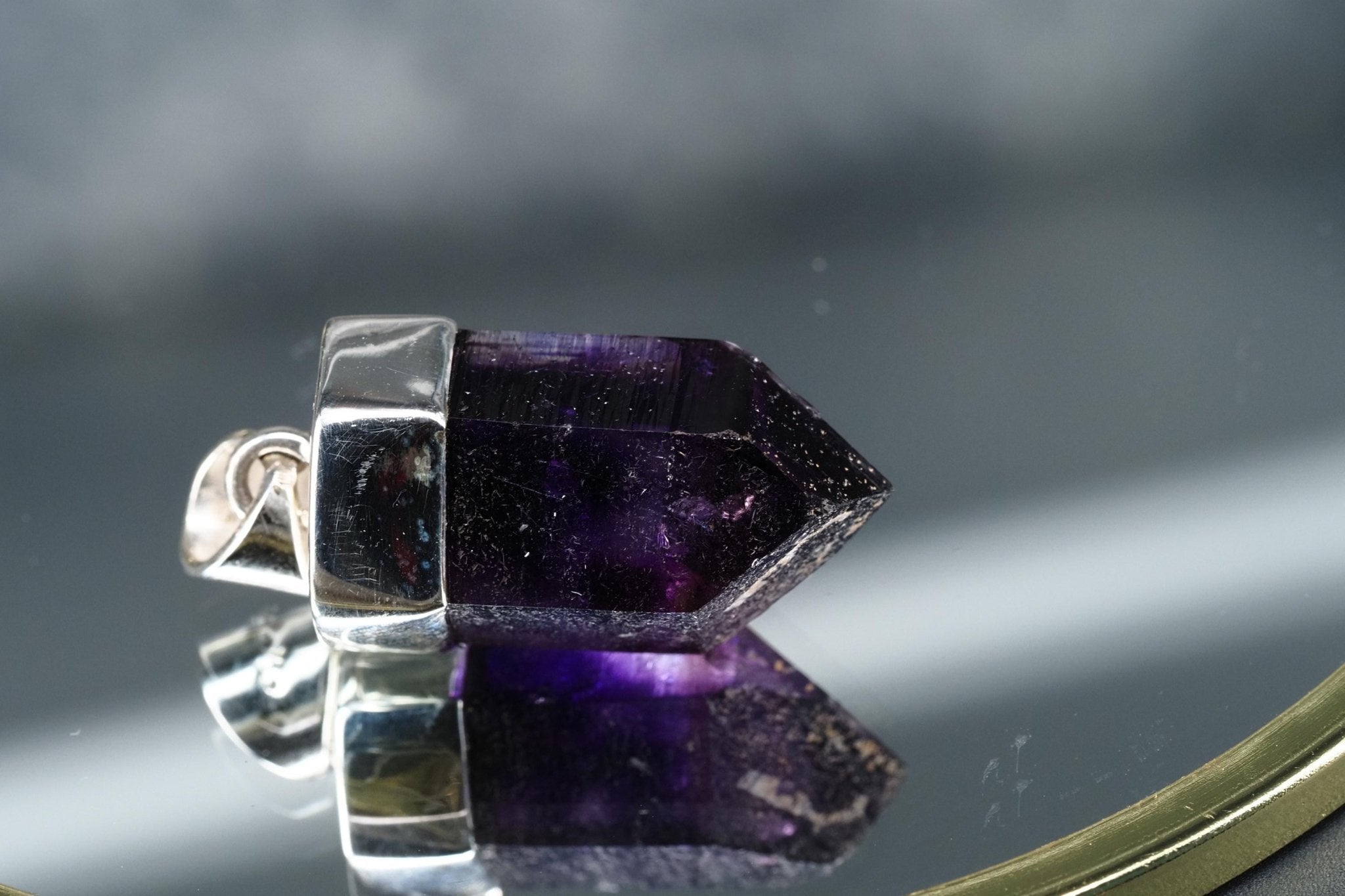 Amethyst Namibia Silber Anhänger Länge mit Öse 34mm