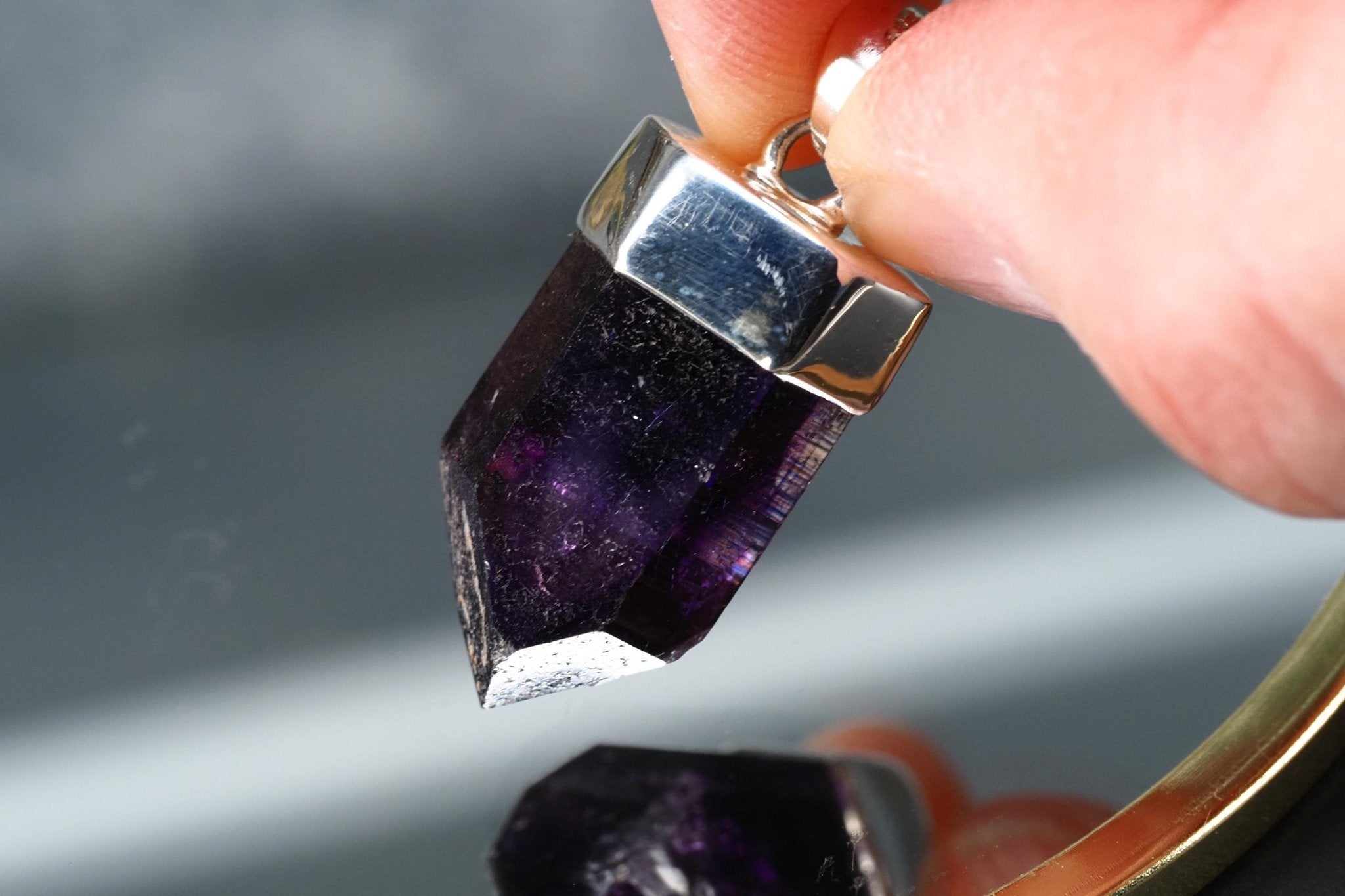 Amethyst Namibia Silber Anhänger Länge mit Öse 34mm