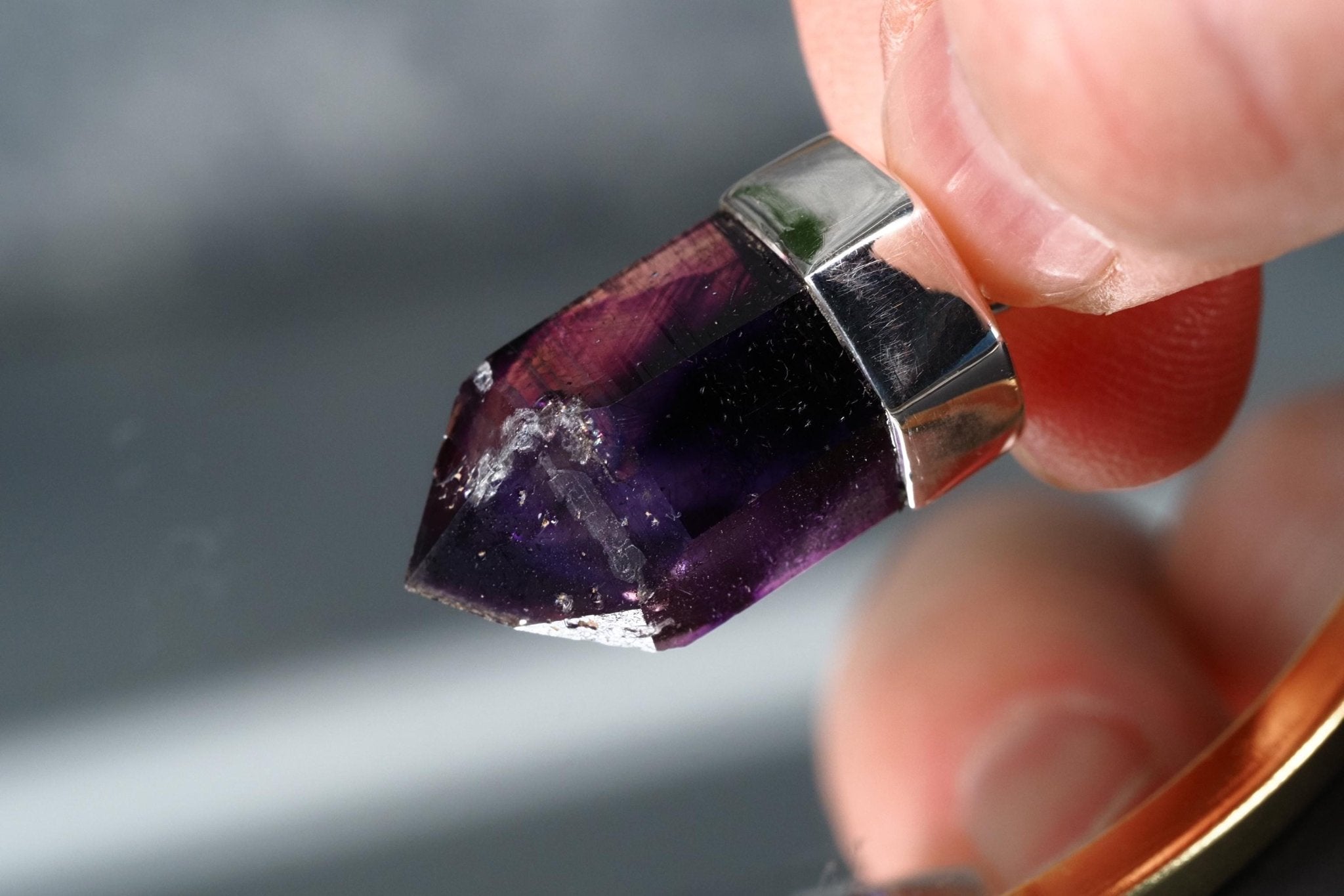 Amethyst Namibia Silber Anhänger Länge mit Öse 34mm