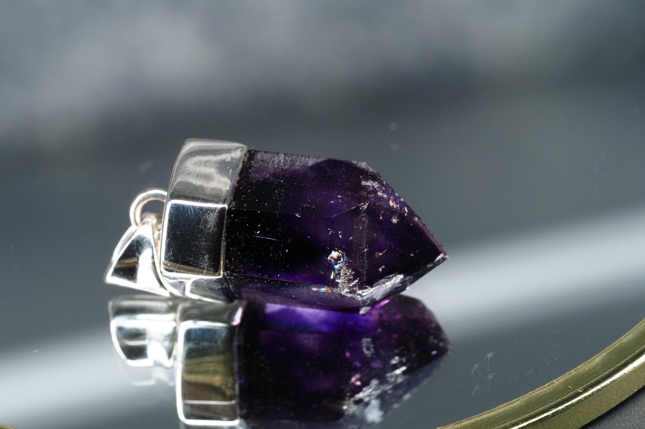 Amethyst Namibia Silber Anhänger Länge mit Öse 34mm