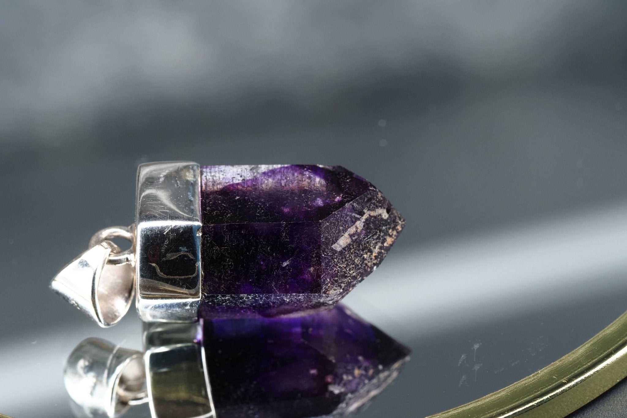 Amethyst Namibia Silber Anhänger Länge mit Öse 34mm