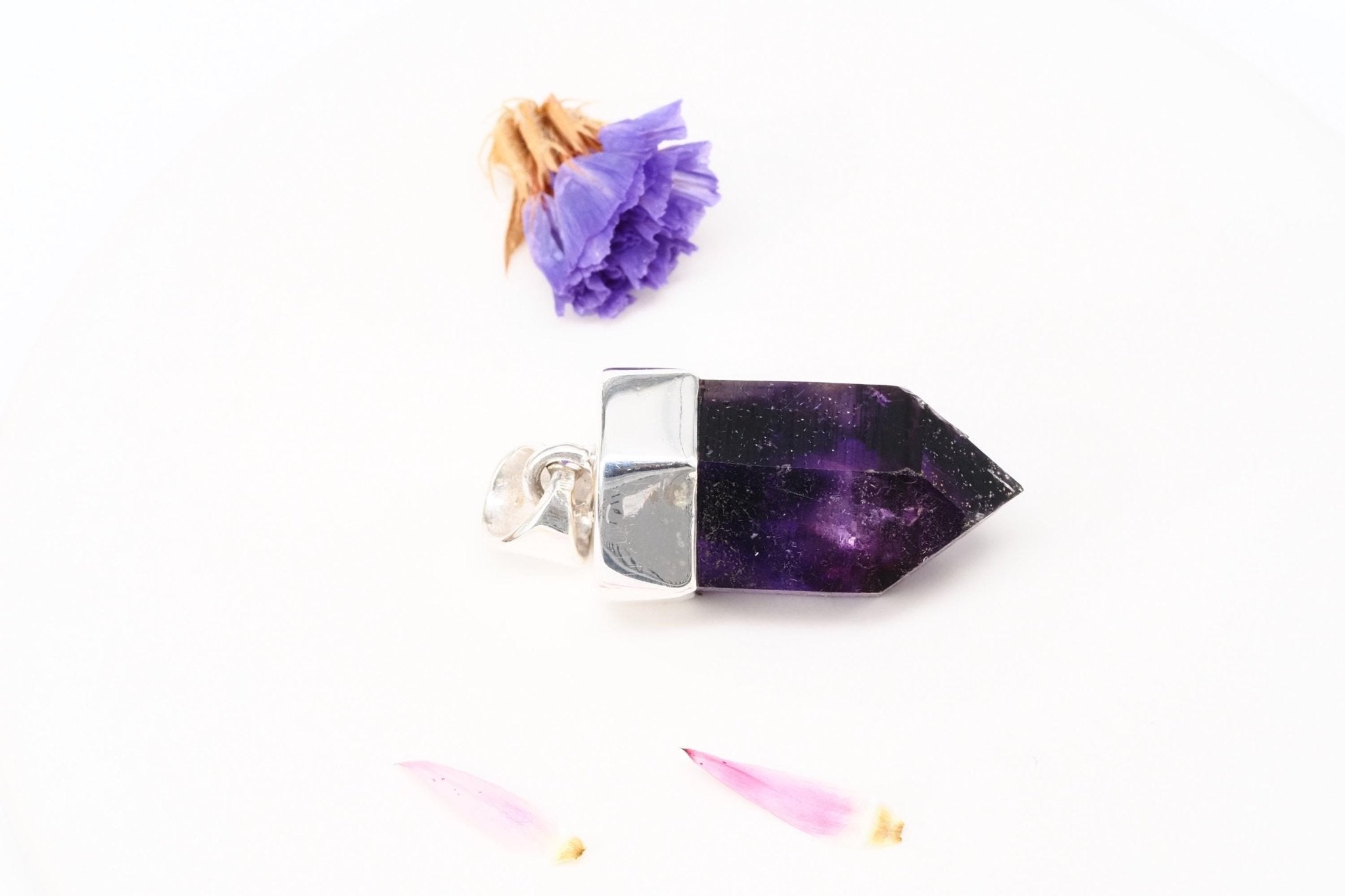 Amethyst Namibia Silber Anhänger Länge mit Öse 34mm