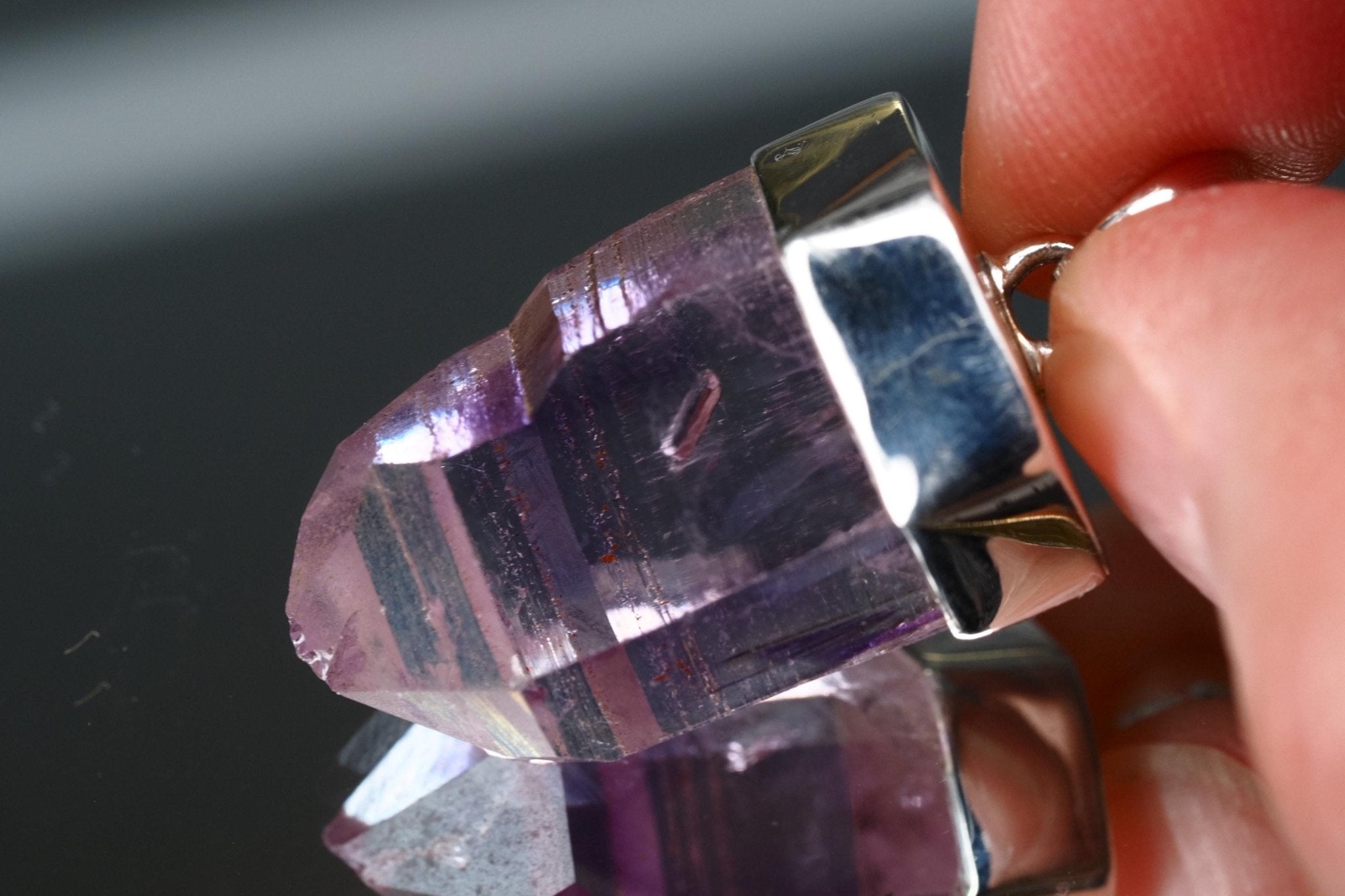 Amethyst Namibia Silber Anhänger Länge mit Öse 35mm