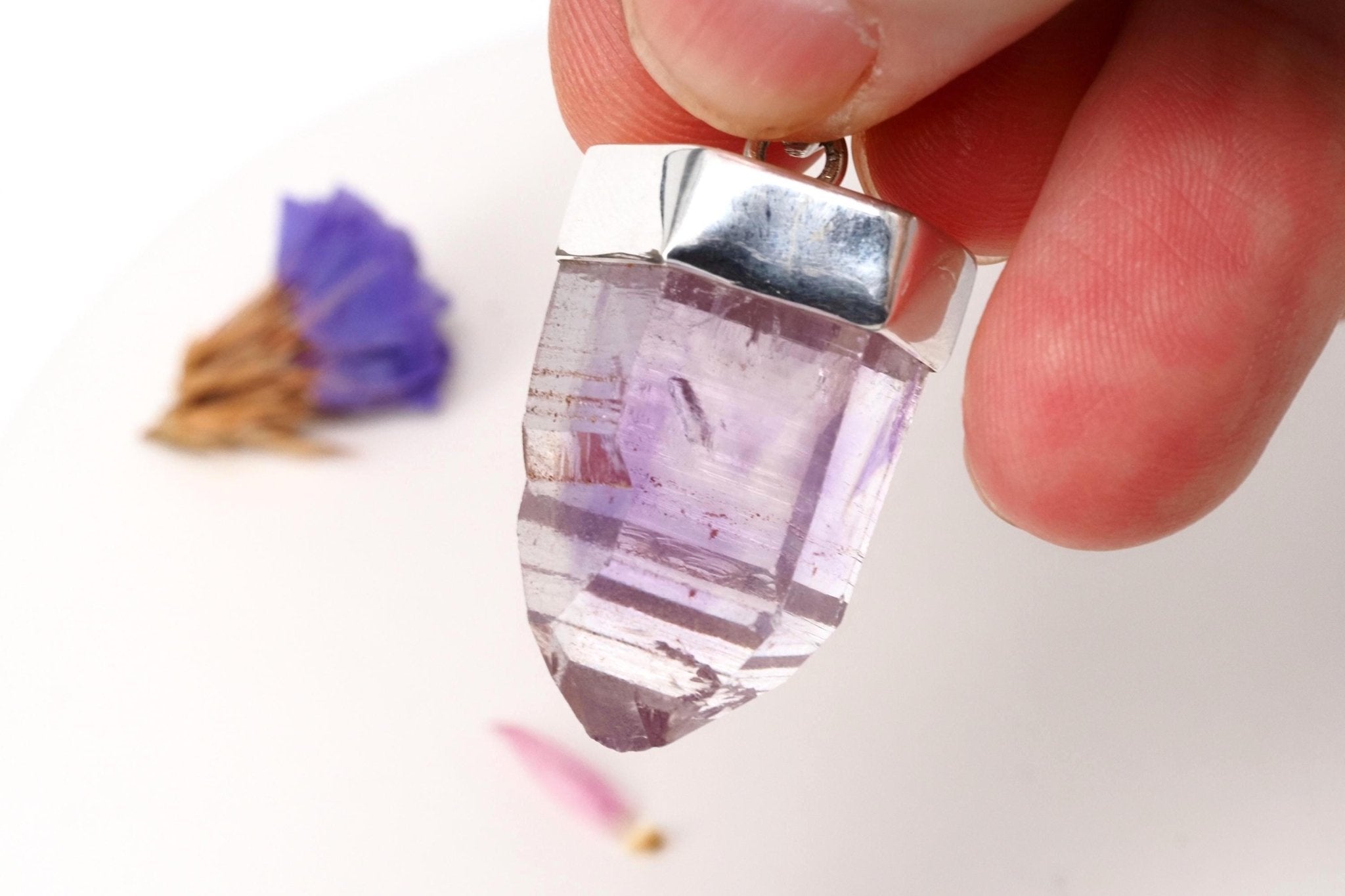 Amethyst Namibia Silber Anhänger Länge mit Öse 35mm