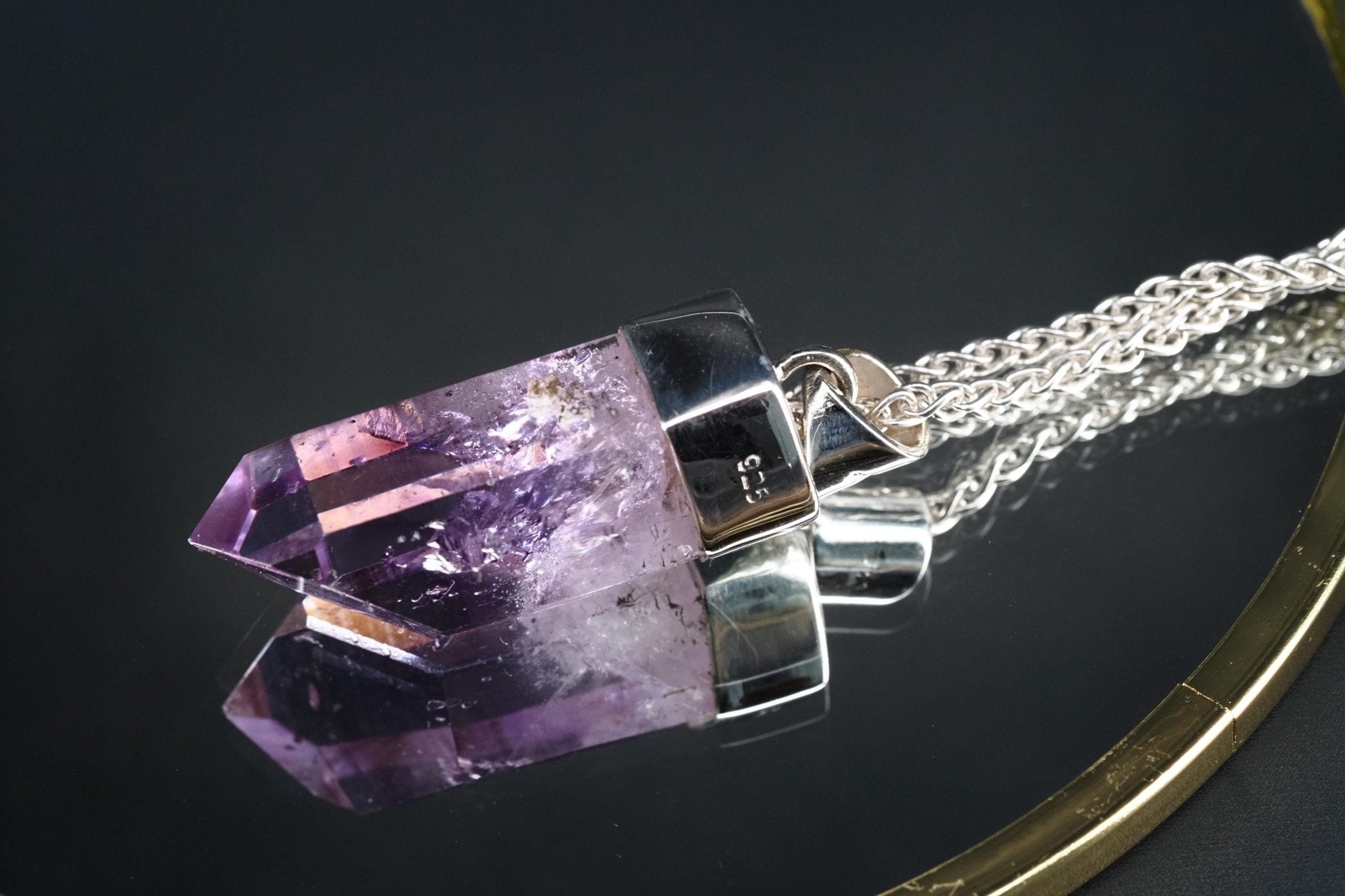 Amethyst Namibia Silber Anhänger Länge mit Öse 39,6mm