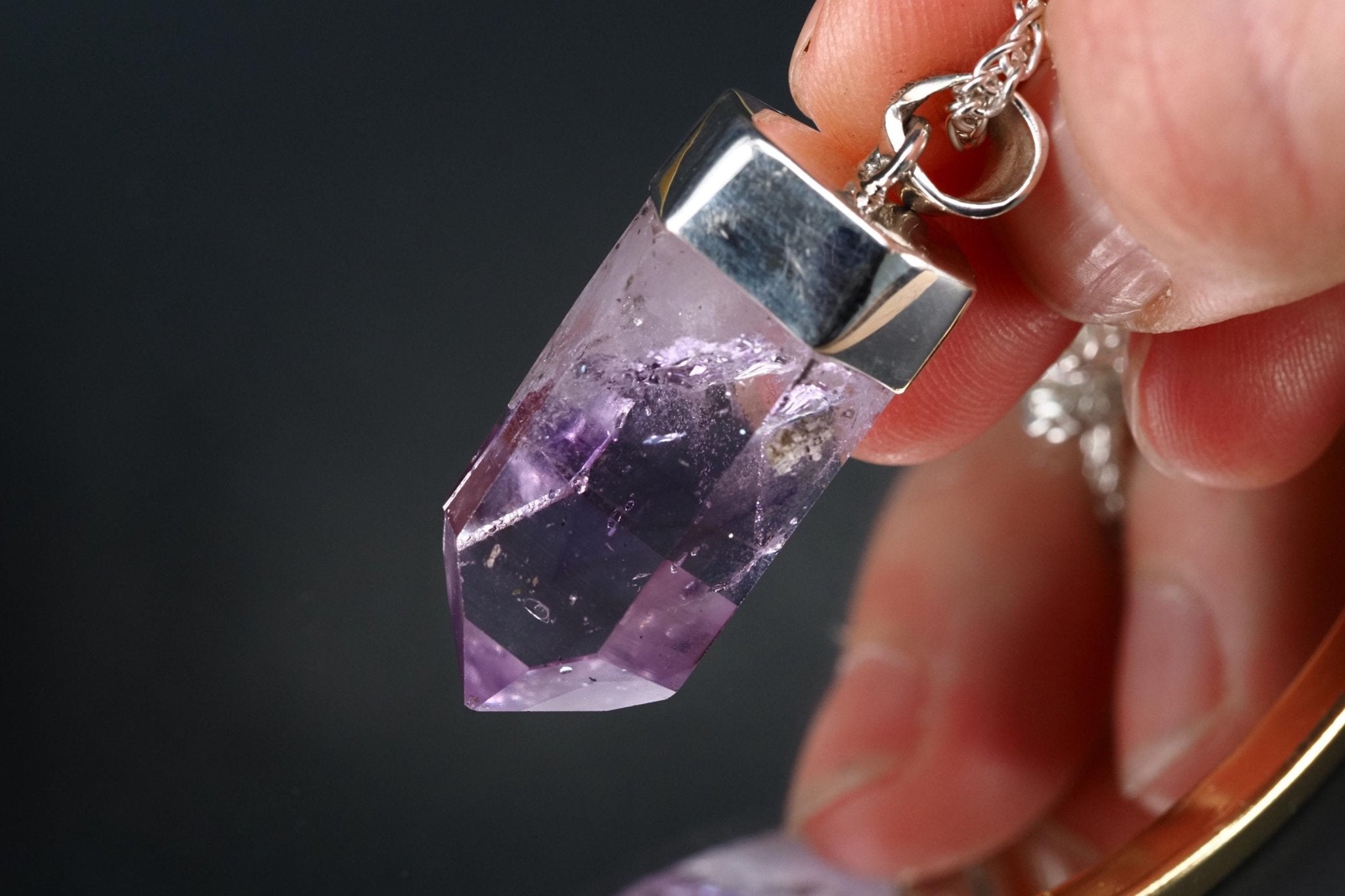 Amethyst Namibia Silber Anhänger Länge mit Öse 39,6mm