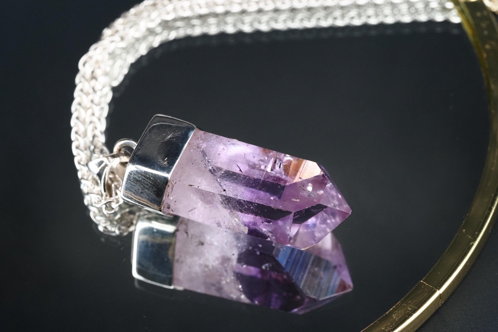 Amethyst Namibia Silber Anhänger Länge mit Öse 39,6mm