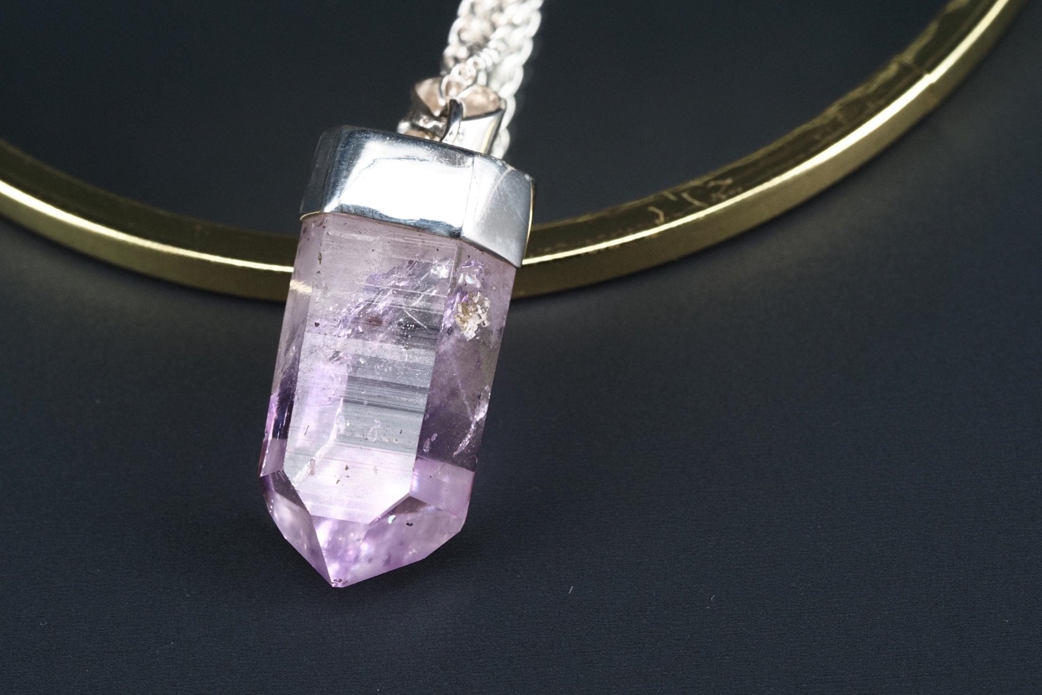 Amethyst Namibia Silber Anhänger Länge mit Öse 39,6mm