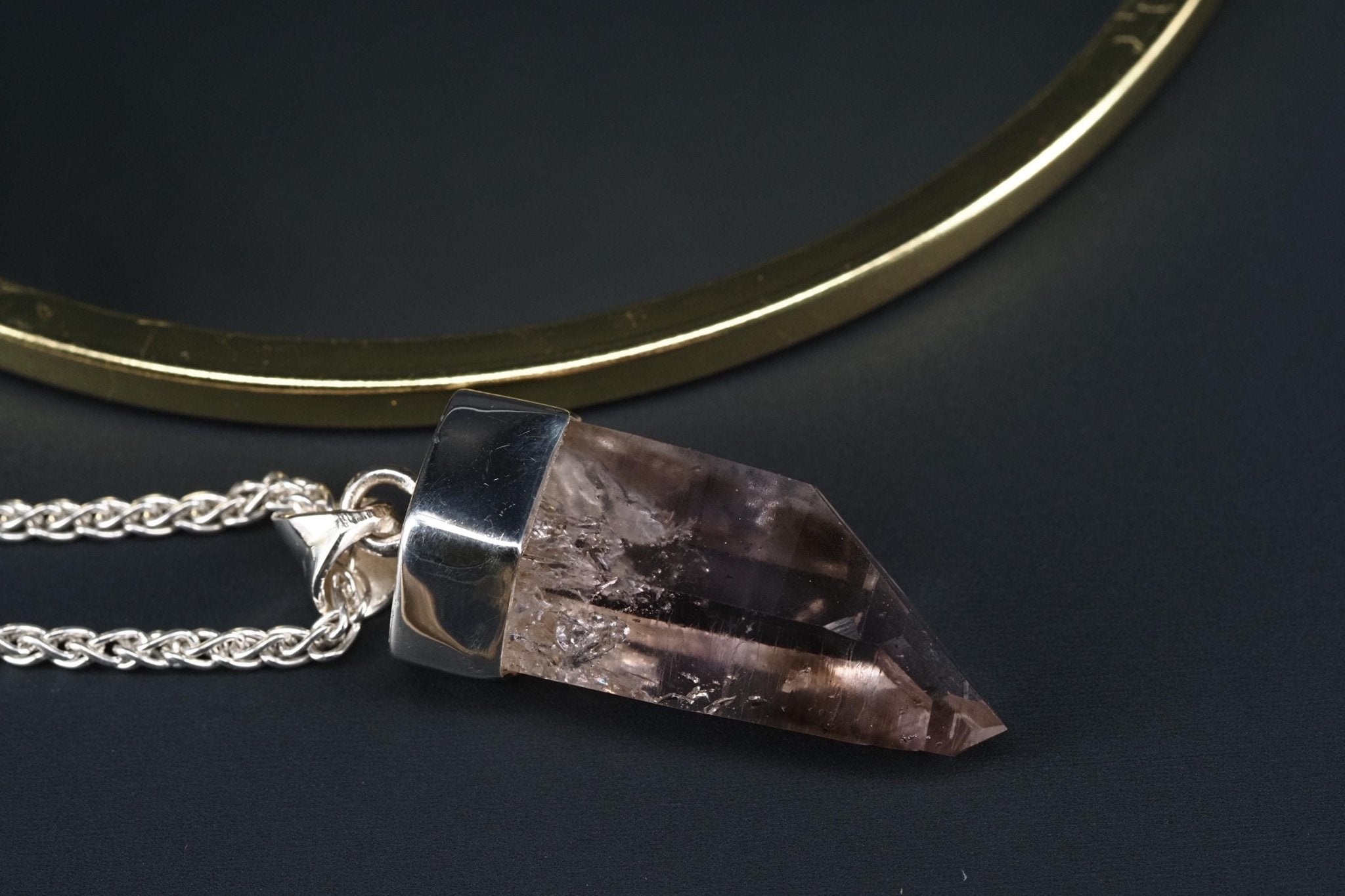 Amethyst Namibia Silber Anhänger Länge mit Öse 39,9mm