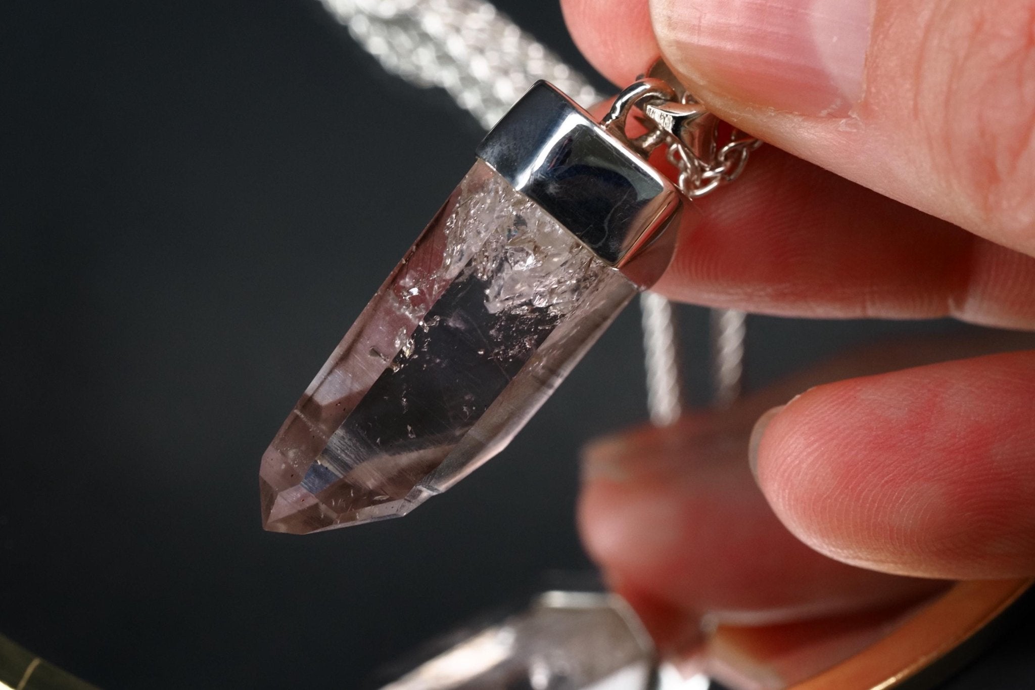 Amethyst Namibia Silber Anhänger Länge mit Öse 39,9mm