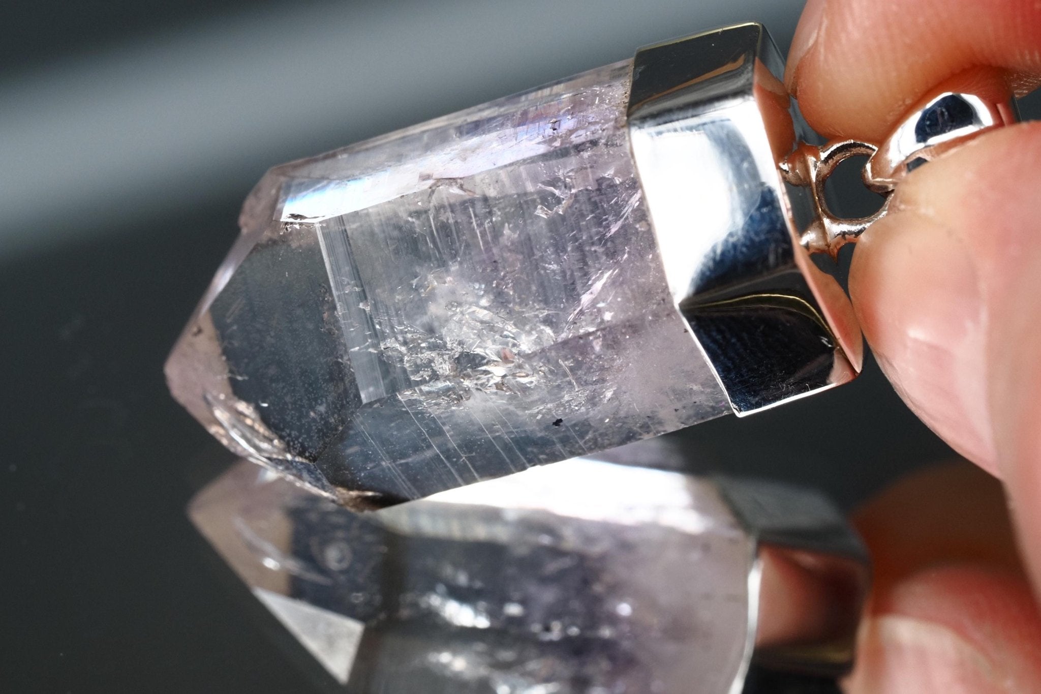 Amethyst Namibia Silber Anhänger Länge mit Öse 40,5mm