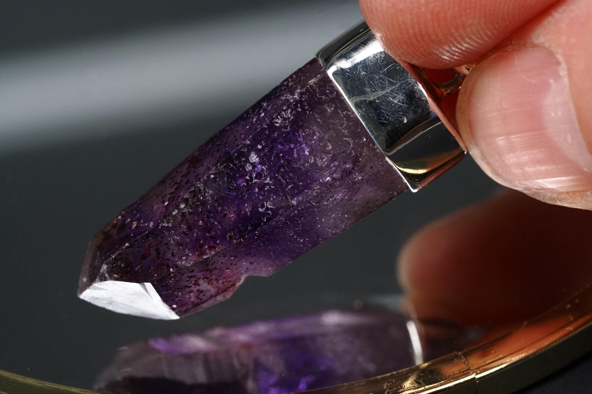 Amethyst Namibia Silber Anhänger Länge mit Öse 41,5mm